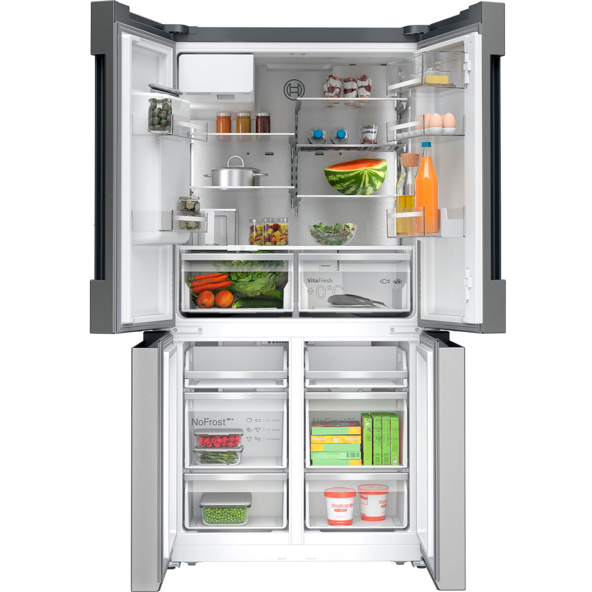KFI96APEA Serie 6 fritstående kombiskab 183 × 90,5 cm, rustfrit stål