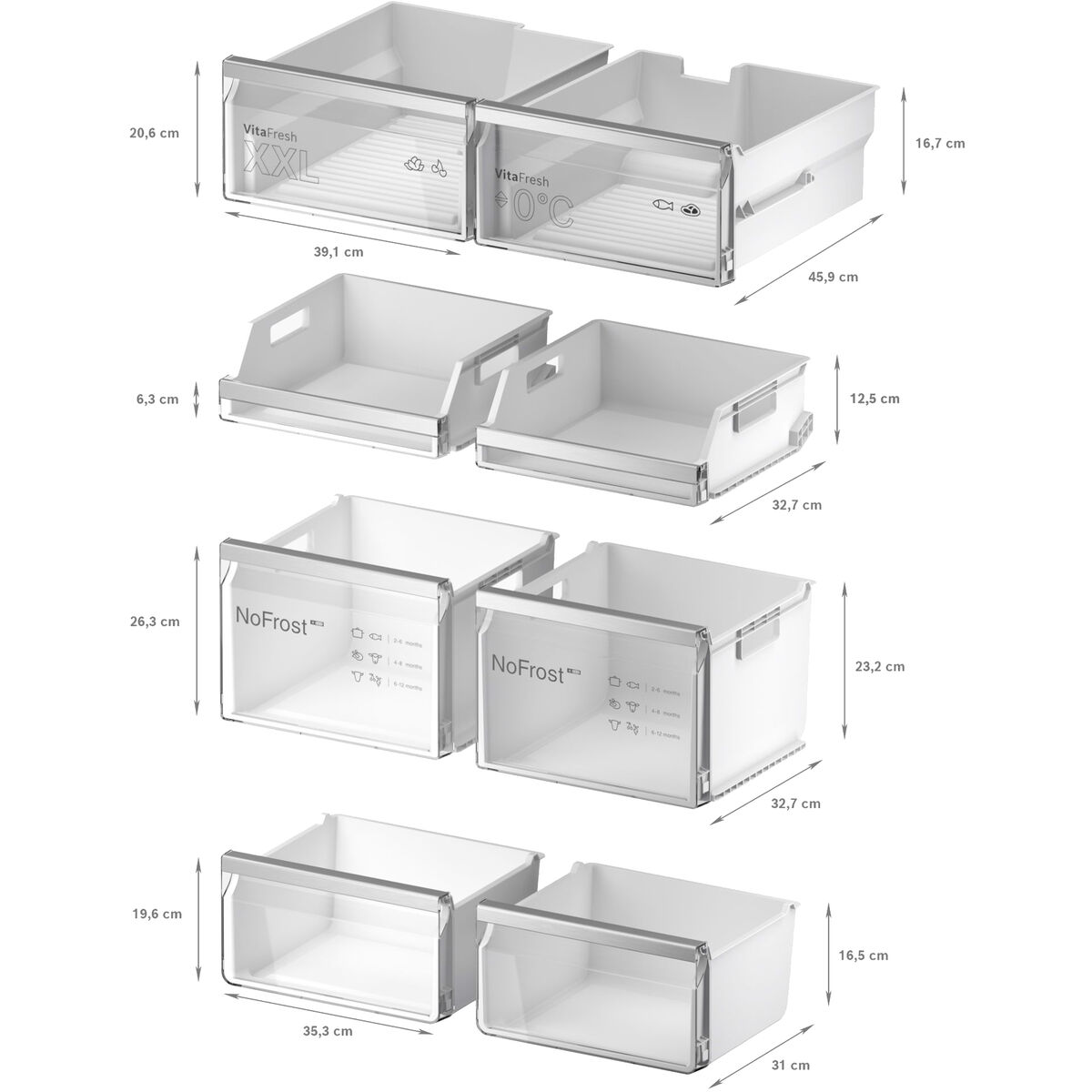 KFI96APEA Serie 6 fritstående kombiskab 183 × 90,5 cm, rustfrit stål
