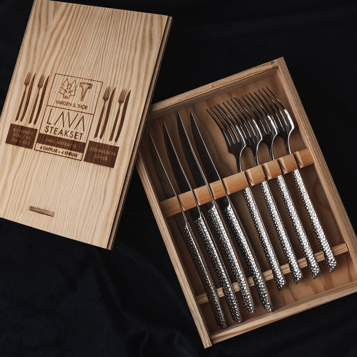 Vargen & Thor LAVA Steakset 8 dele, rustfrit