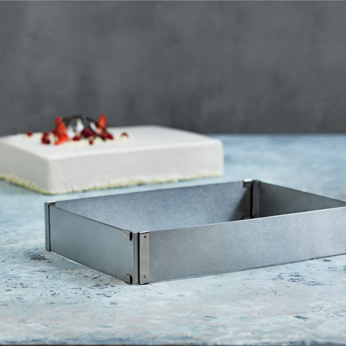 Justerbar kageform 28 x 18 x 5 cm, rustfrit stål