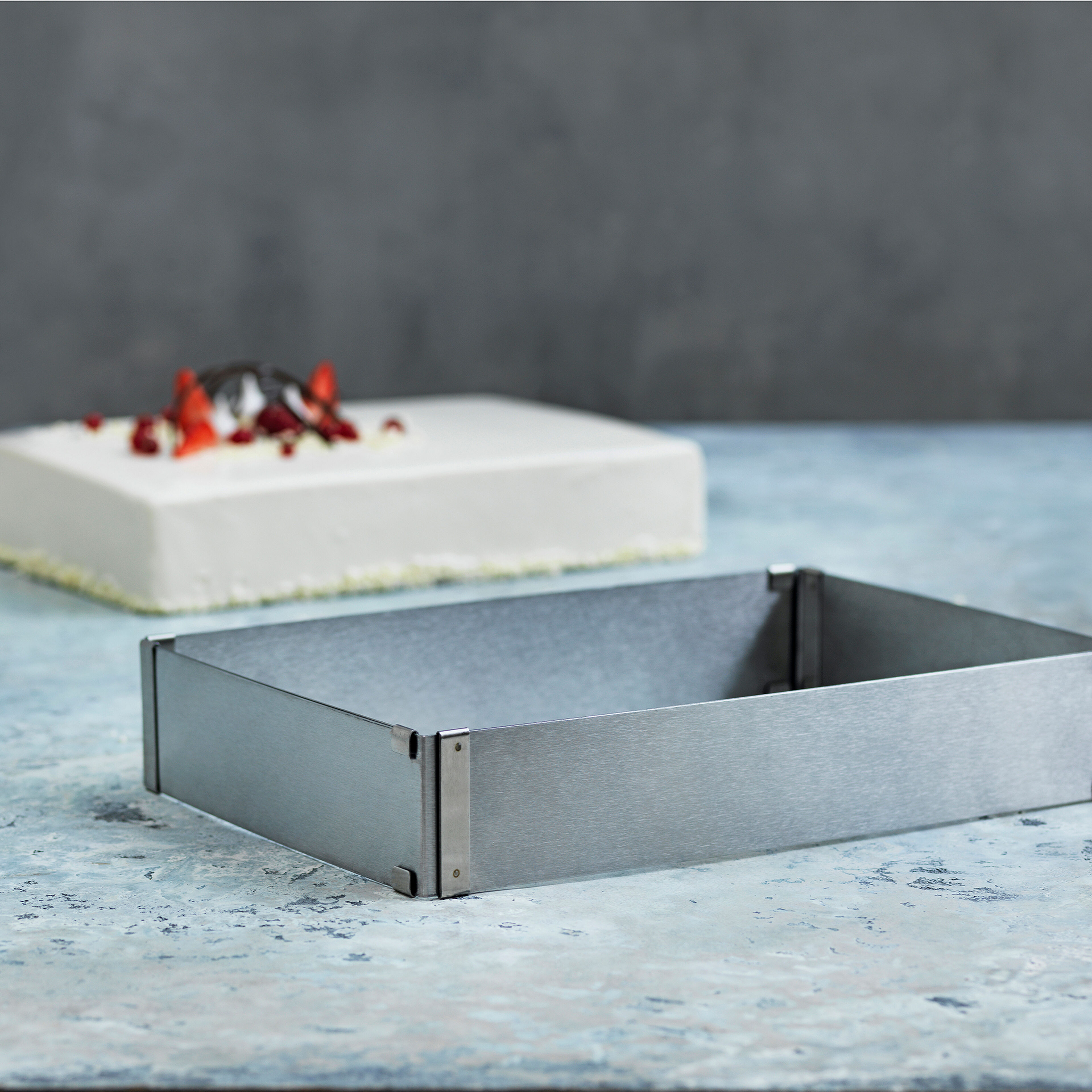 Justerbar kageform 28 x 18 x 5 cm, rustfrit stål