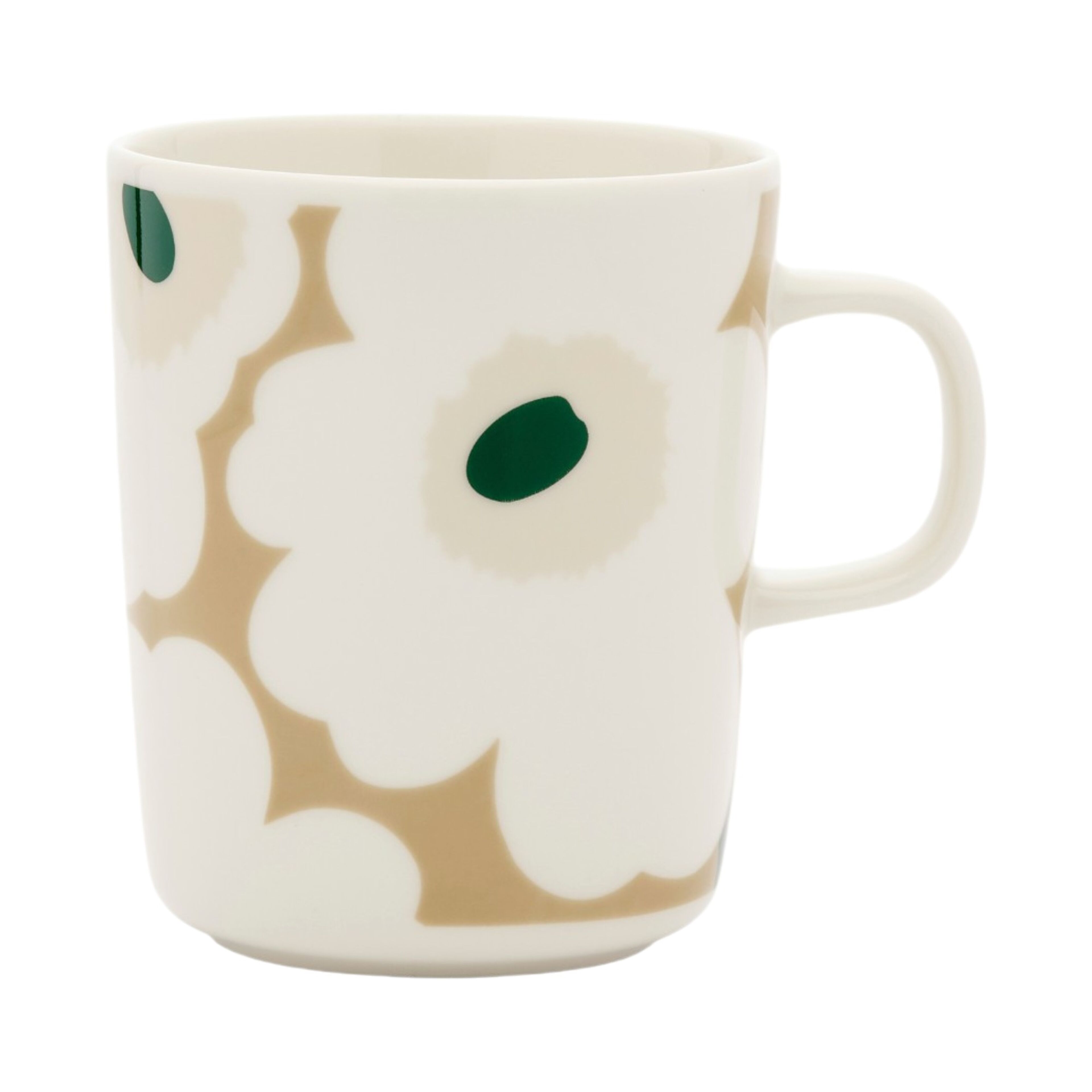 Marimekko Unikko Oiva krus 25 cl, hvid/beige/sand/mørkegrøn