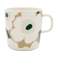 Unikko Oiva mugg 4 dl, vit/beige/sand/mörkgrön