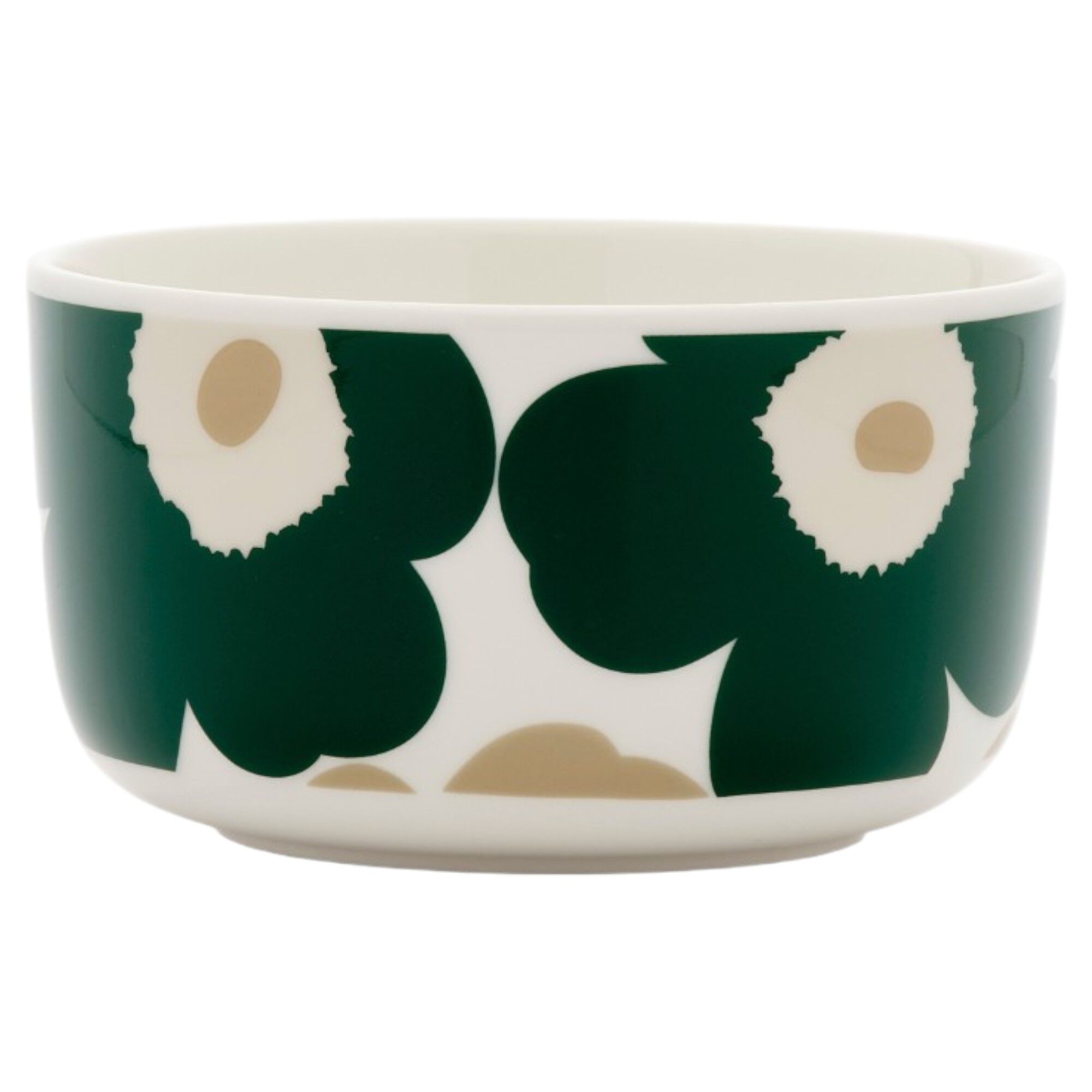 Marimekko Unikko Oiva sk&aring;l 5 dl, hvid/m&oslash;rkegr&oslash;n/beige/sand