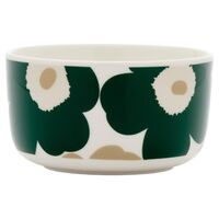 Unikko Oiva skål 5 dl, hvid/mørkegrøn/beige/sand