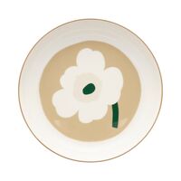 Unikko Oiva dyb tallerken 20,5 cm, hvid/beige/sand/mørkegrøn
