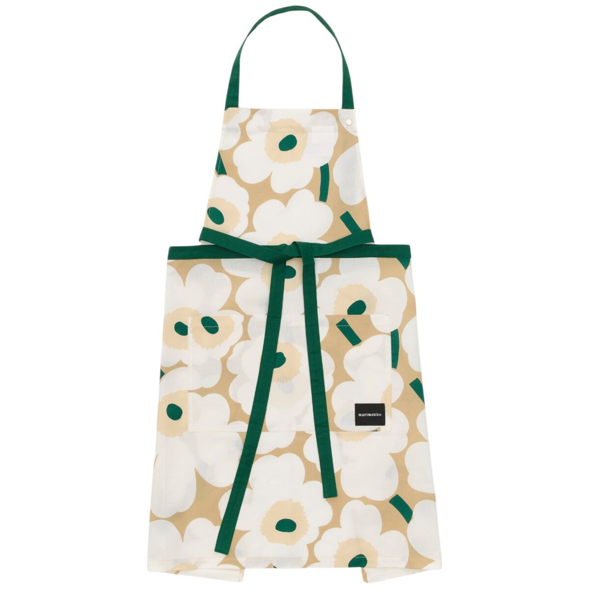 Marimekko Pieni Unikko - forklæde 85 × 84 cm, sand/hvid/hø/smaragd