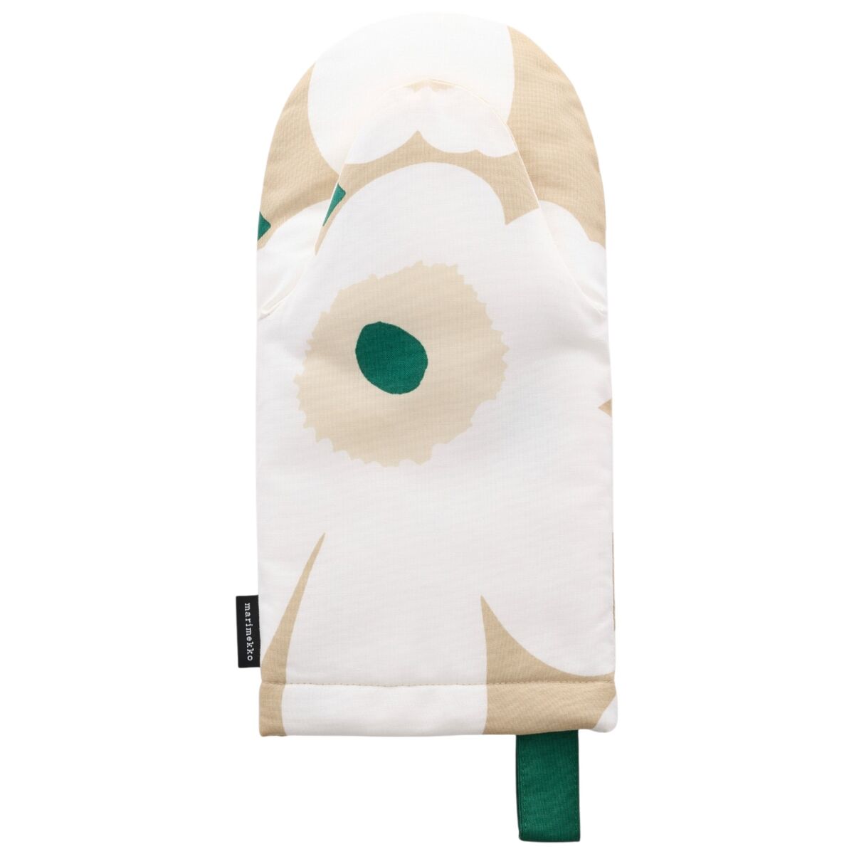 Pieni Unikko grydvante 31,5 × 15 cm, sand/hvid/hø/smaragd