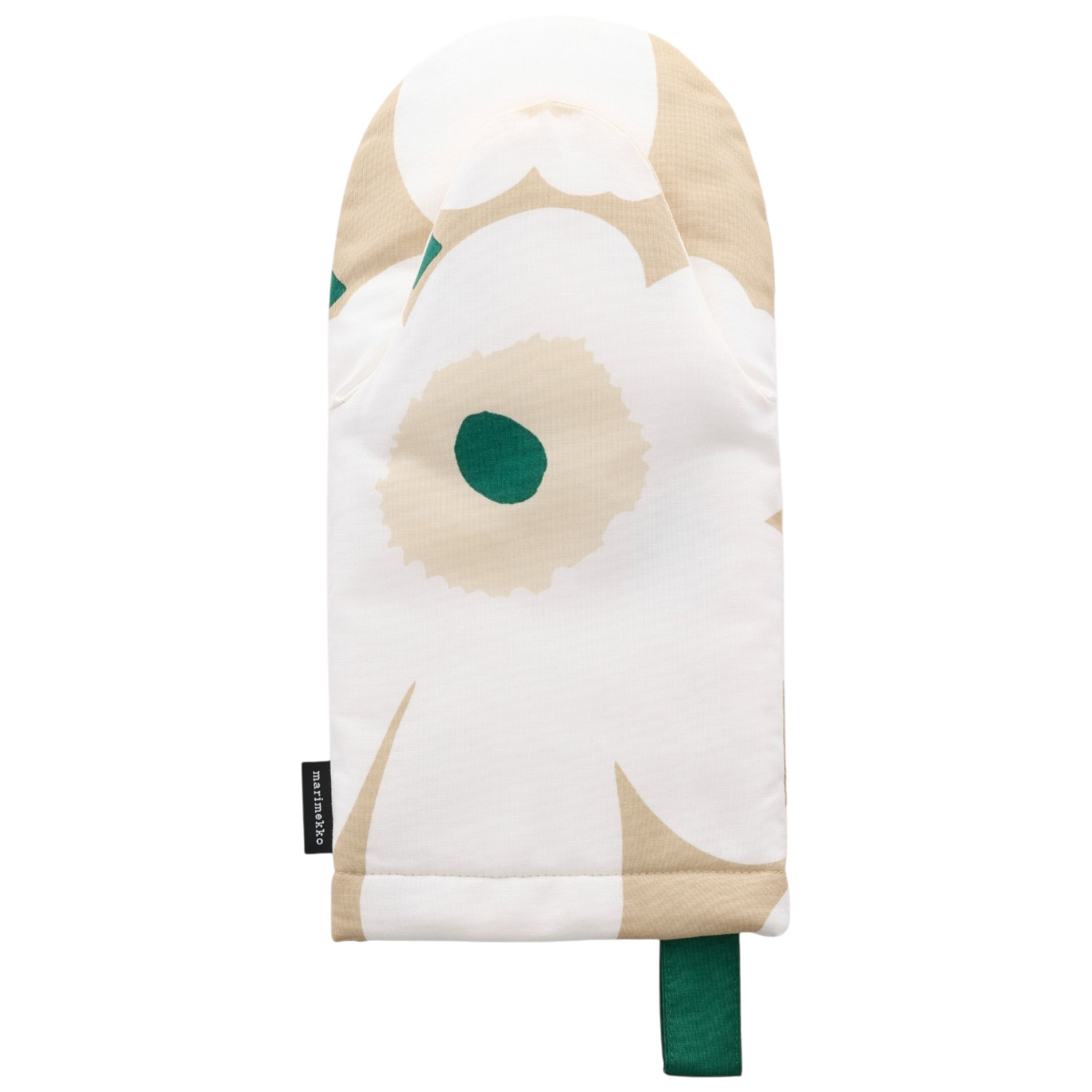 Pieni Unikko grydvante 31,5 × 15 cm, sand/hvid/hø/smaragd