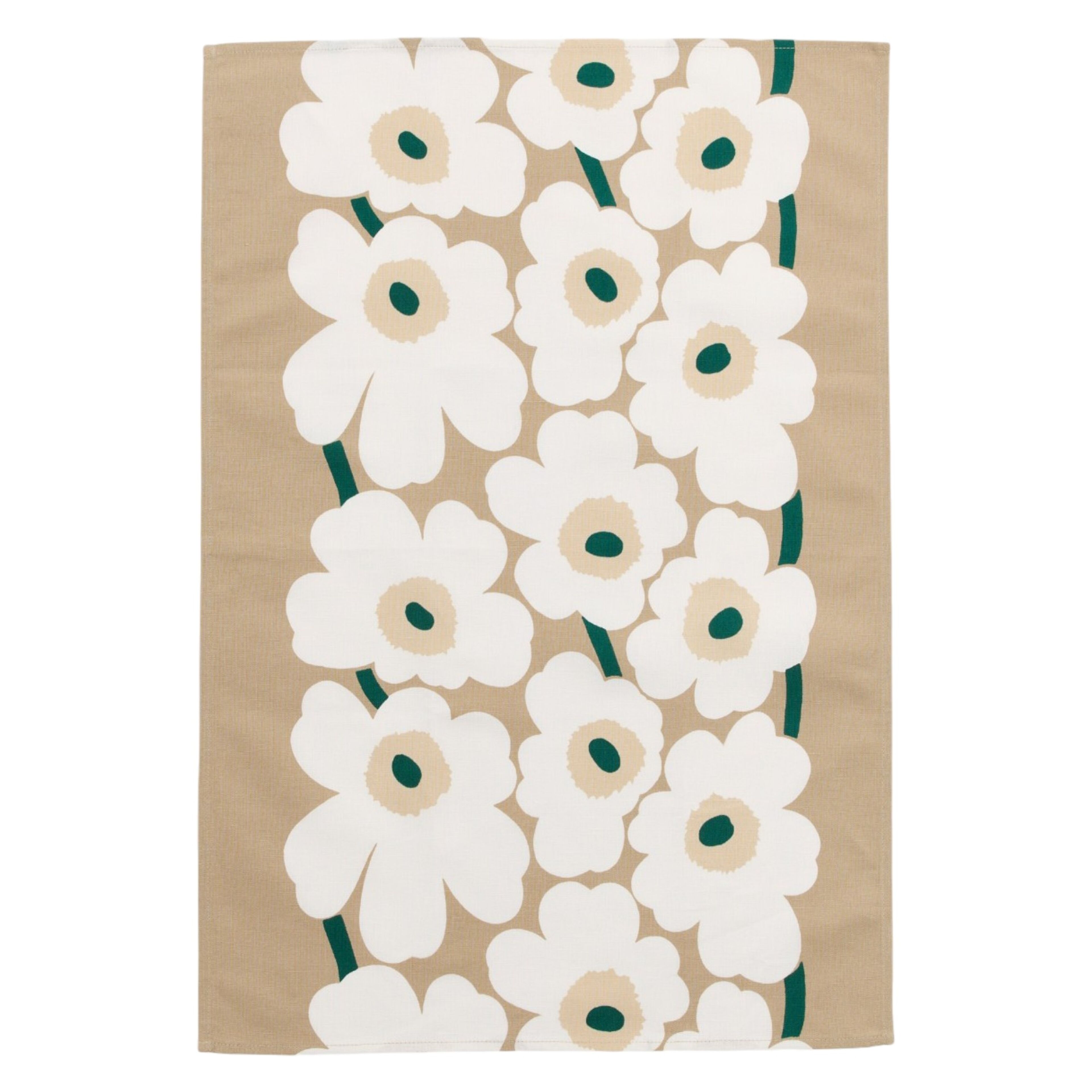 Unikko kjøkkenhåndkle 47 × 70 cm, sand/hvit/høy/smaragd
