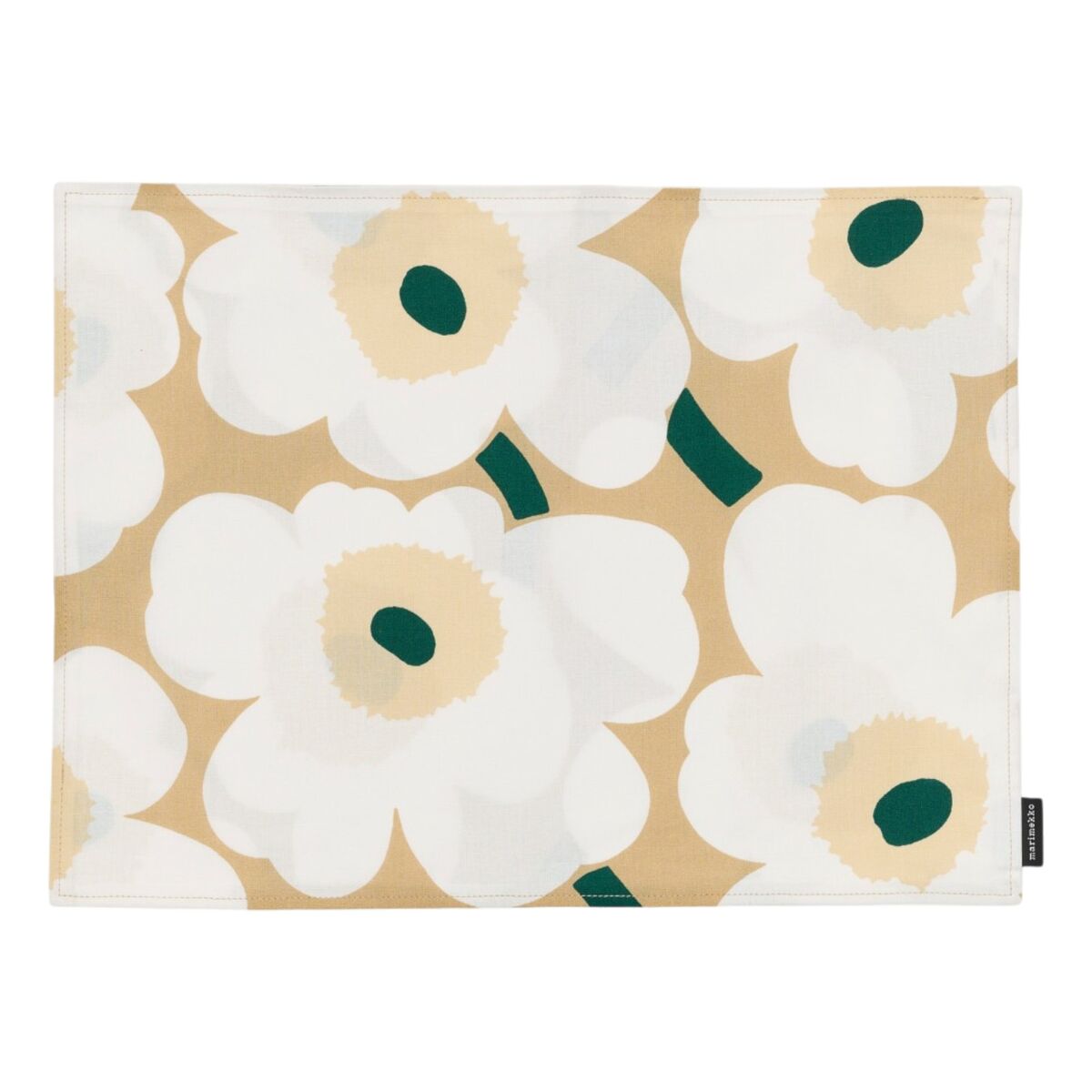 Pieni Unikko bordstablett 42 × 31 cm, sand/vit/hö/smaragd