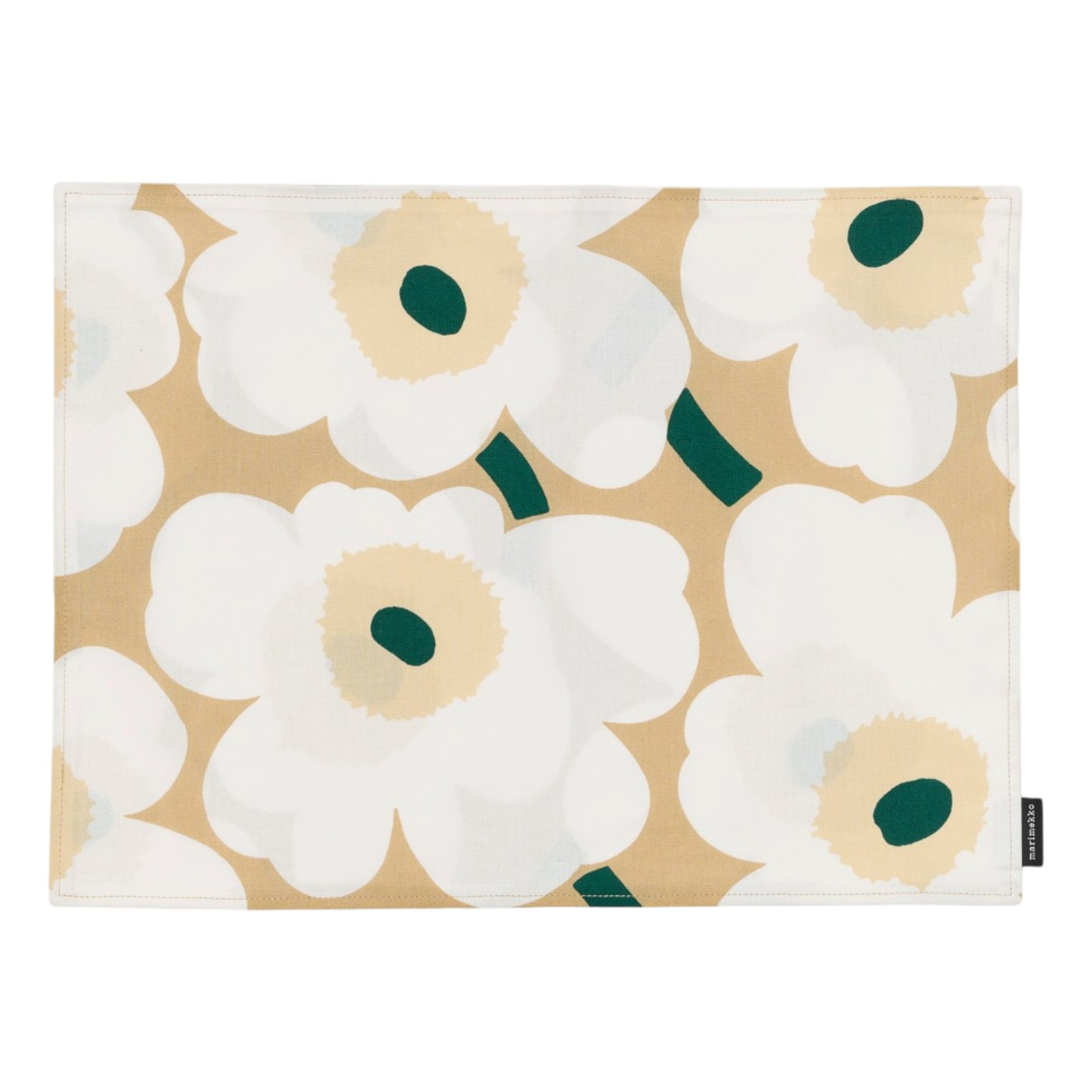 Pieni Unikko bordstablett 42 × 31 cm, sand/vit/hö/smaragd
