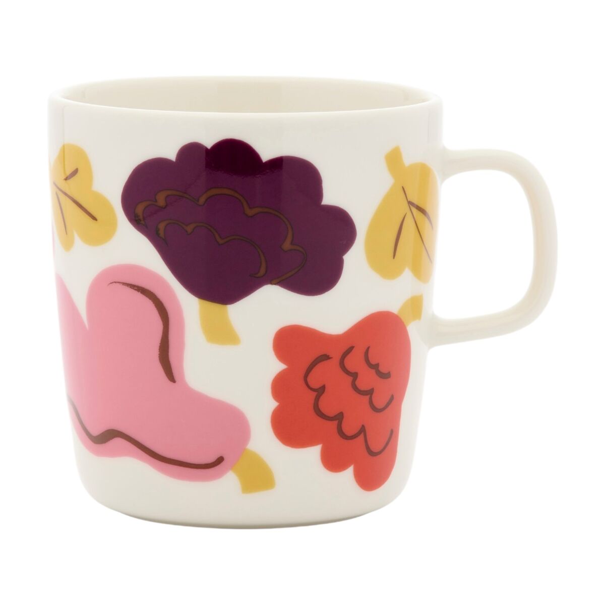 Marimekko Kukasta kukkaan Oiva krus 4 dl, hvid/rosa/terracotta/plomme