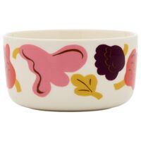 Kukasta Kukkaan Oiva skål 5 dl, vit/rosa/terrakotta/plommon