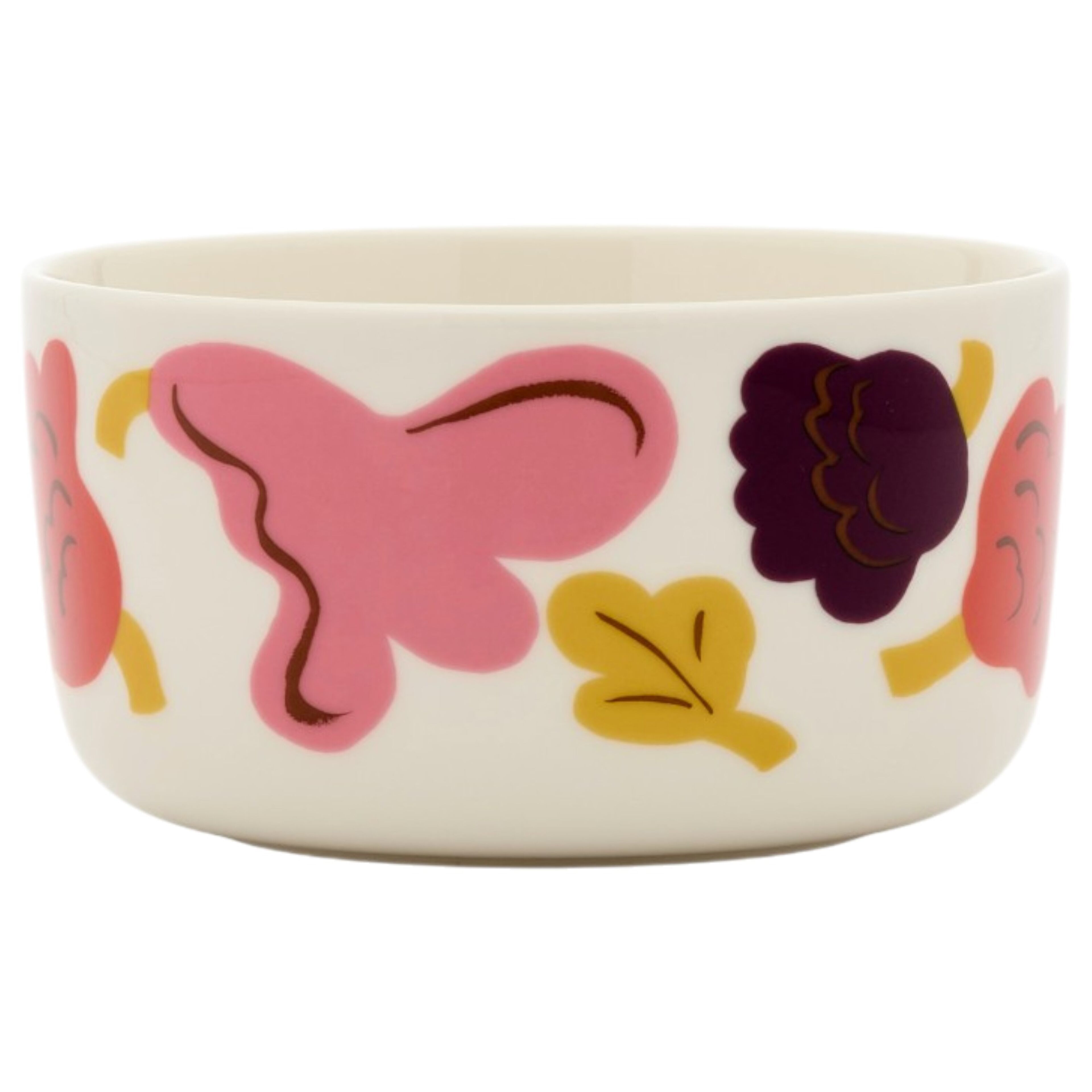 Kukasta Kukkaan Oiva skål 5 dl, vit/rosa/terrakotta/plommon