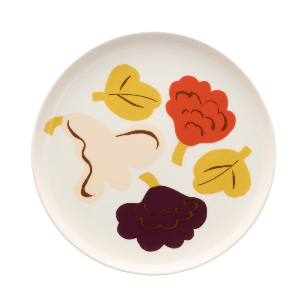 Kukasta Kukkaan Oiva småtallerken 20 cm, hvid/vanilje/terracotta/blomme