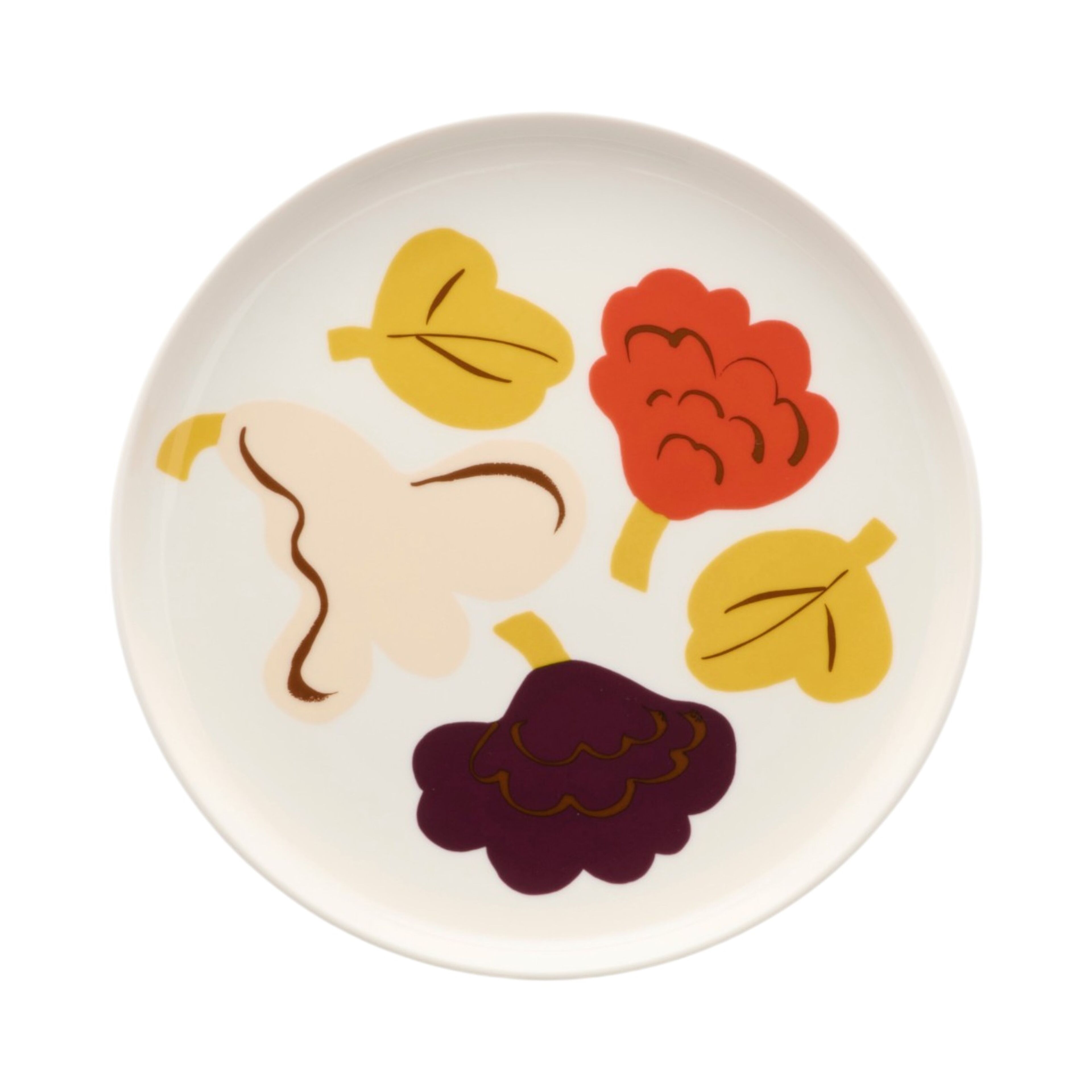Kukasta Kukkaan Oiva småtallerken 20 cm, hvid/vanilje/terracotta/blomme