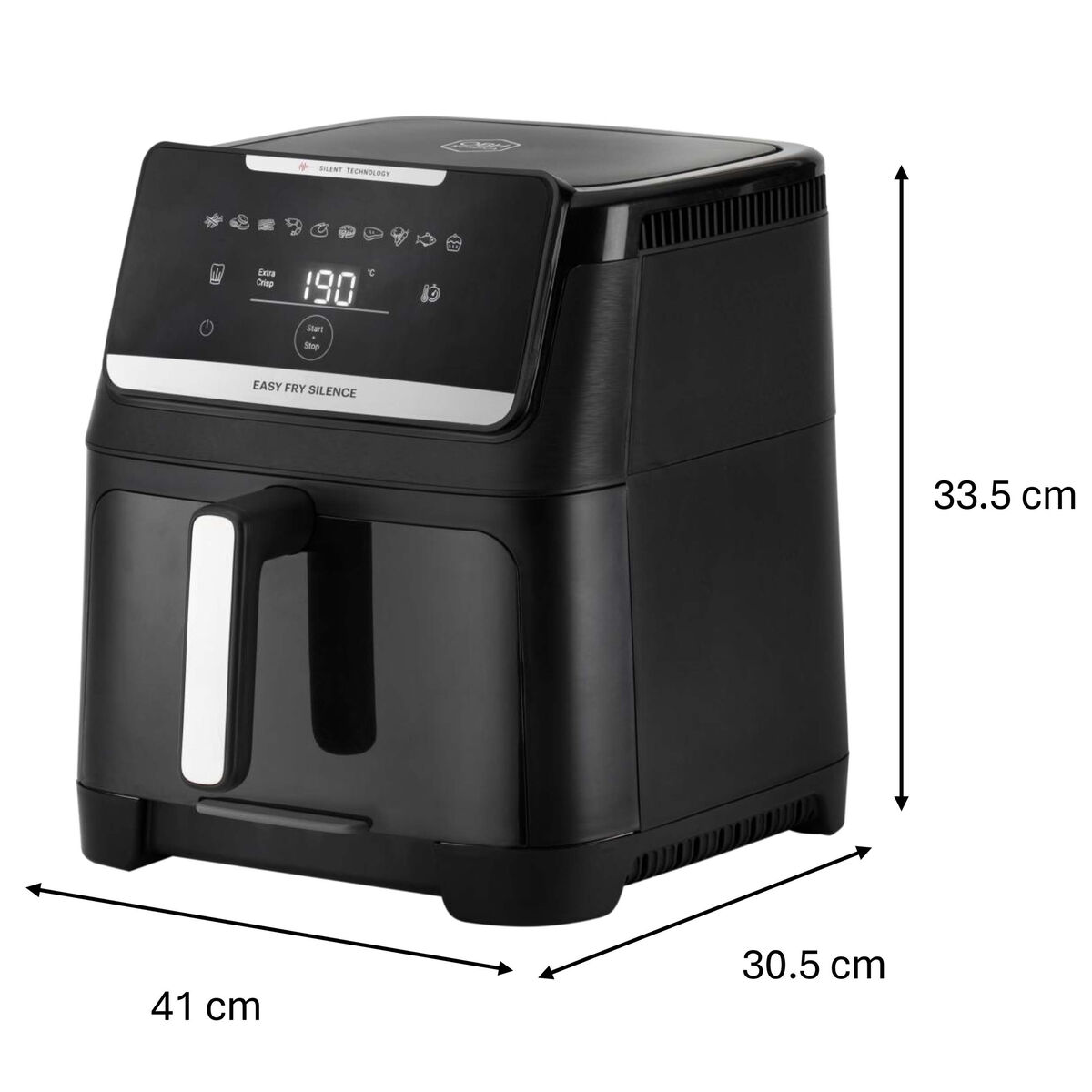 Easy Fry Silence Vision airfryer 7 liter, svart