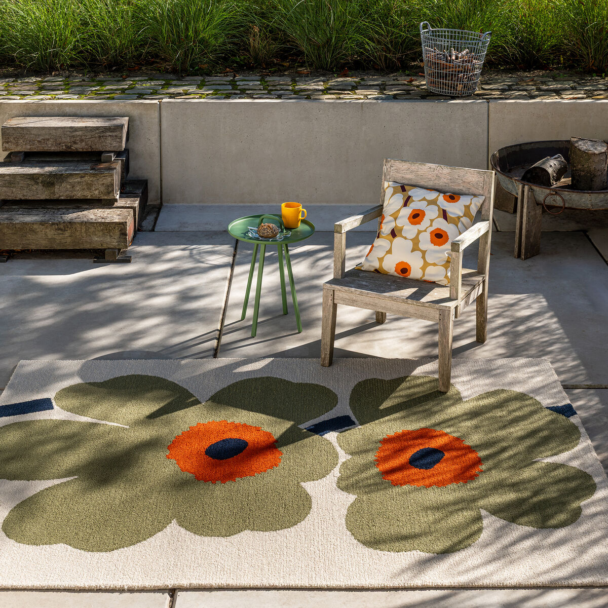 Unikko 60th Anniversary utendørsteppe 140 x 200 cm, dusty green
