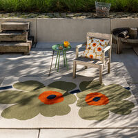 Marimekko Unikko 60-års jubilæums udendørs tæppe 200 x 280 cm, støvet grøn
