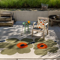 Marimekko Unikko 60th Anniversary utomhusmatta 250x350 cm, dusty green