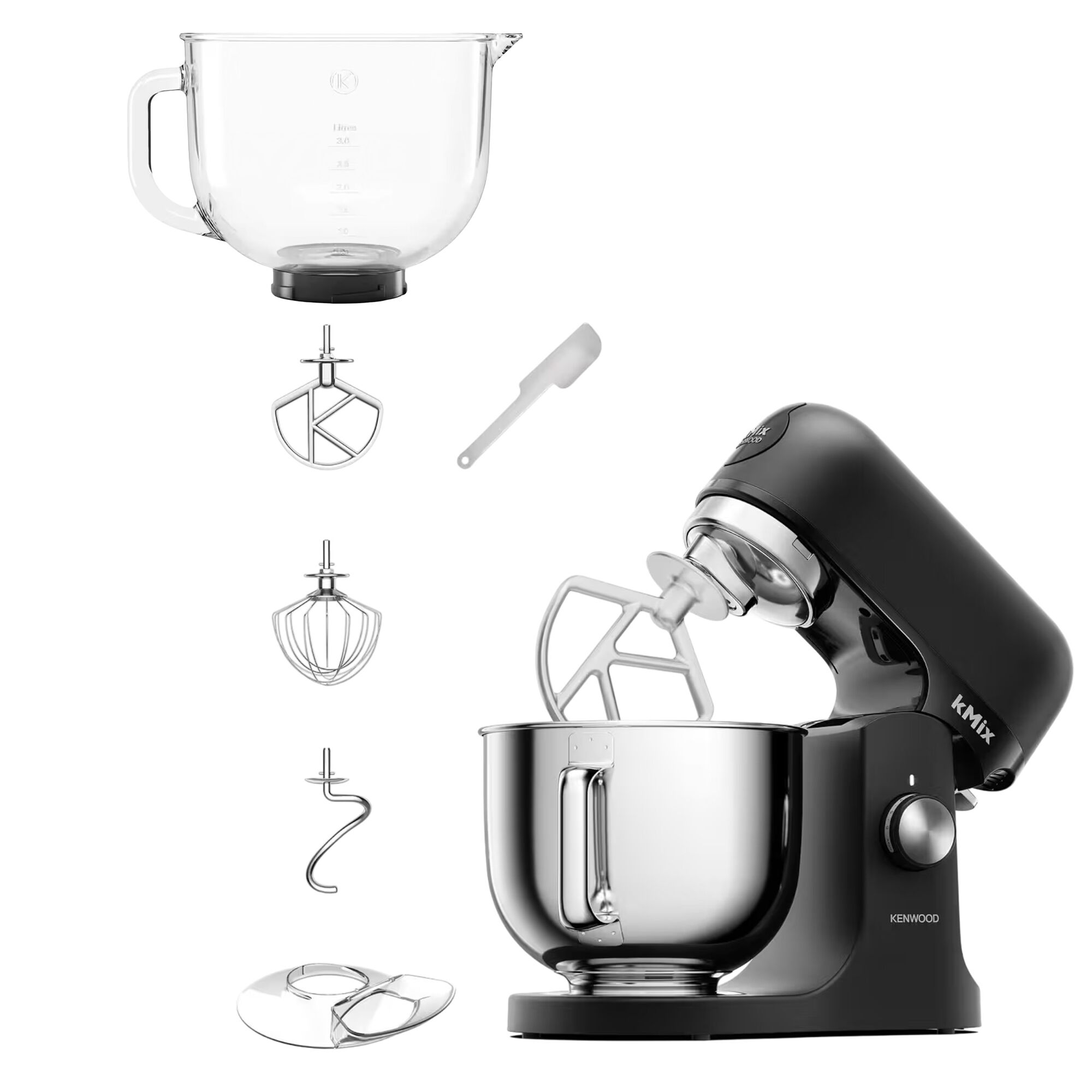 Kenwood kMix KMX751ABK köksmaskin med extra glasskål 5 liter, svart
