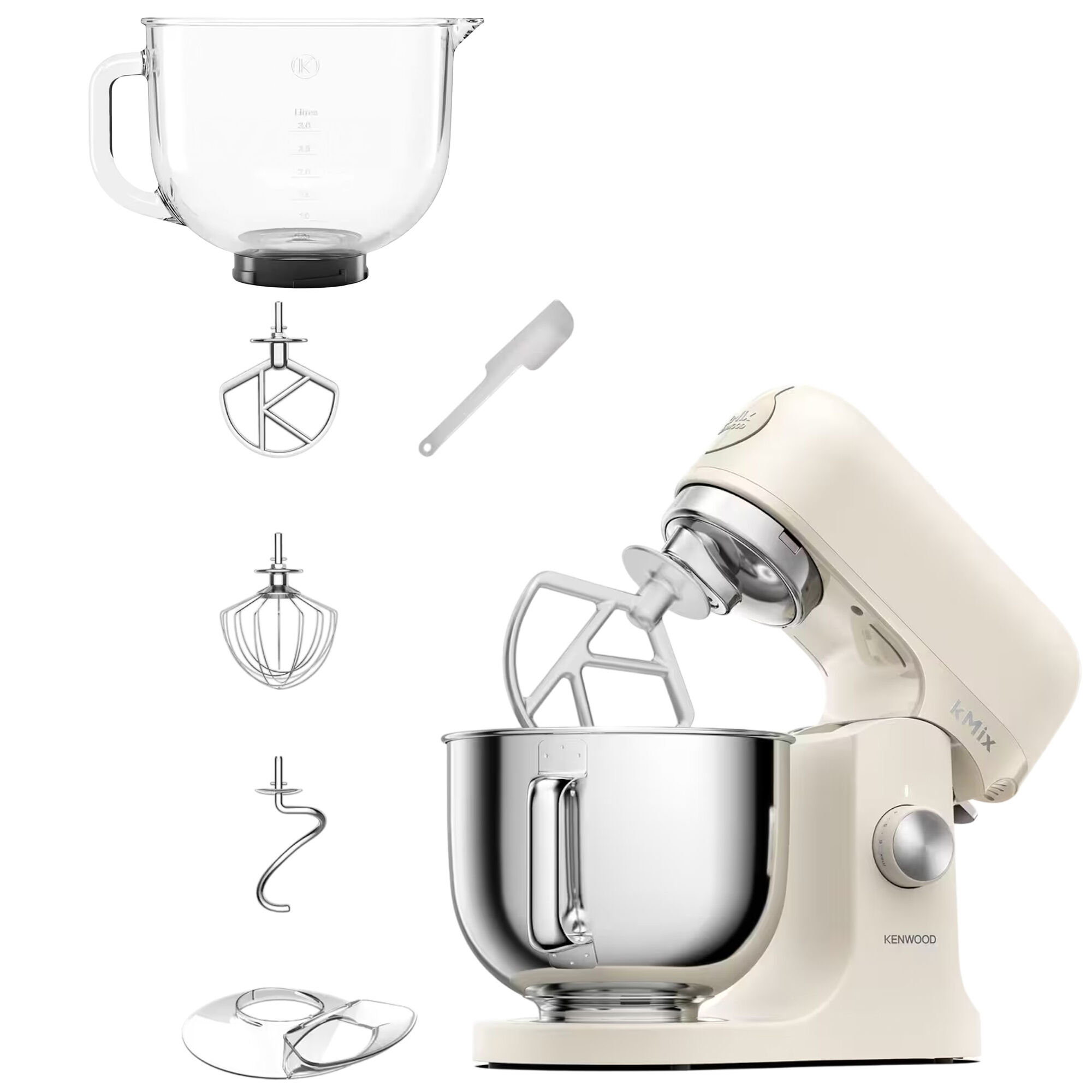 Kenwood kMix KMX751ACR köksmaskin med extra glasskål 5 liter, cream