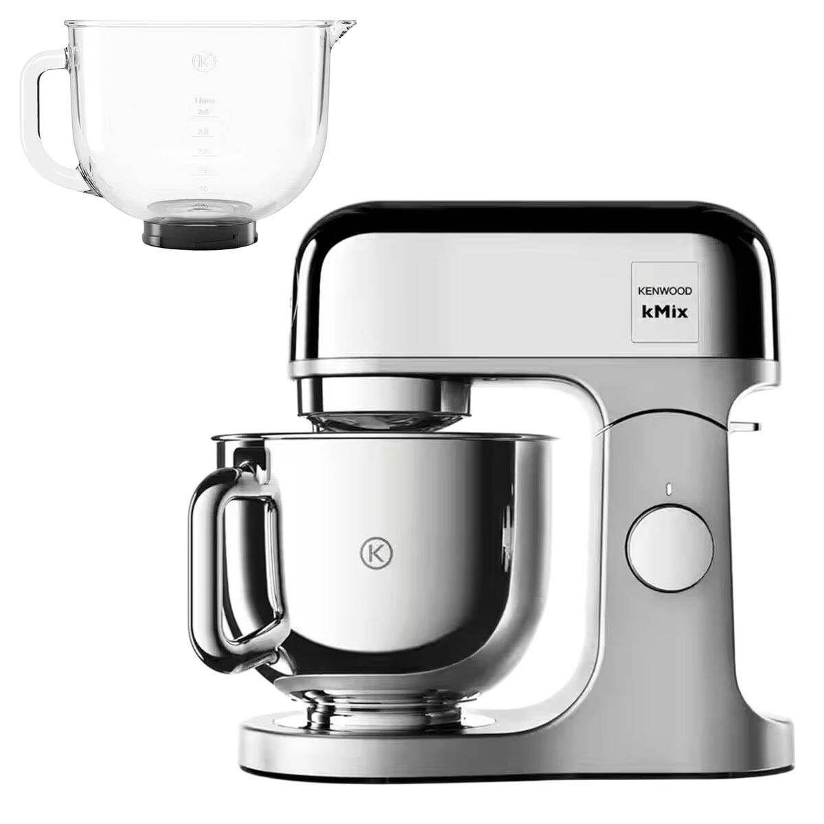 kMix KMX760CH køkkenmaskine med ekstra glasskål 5 liter, krom