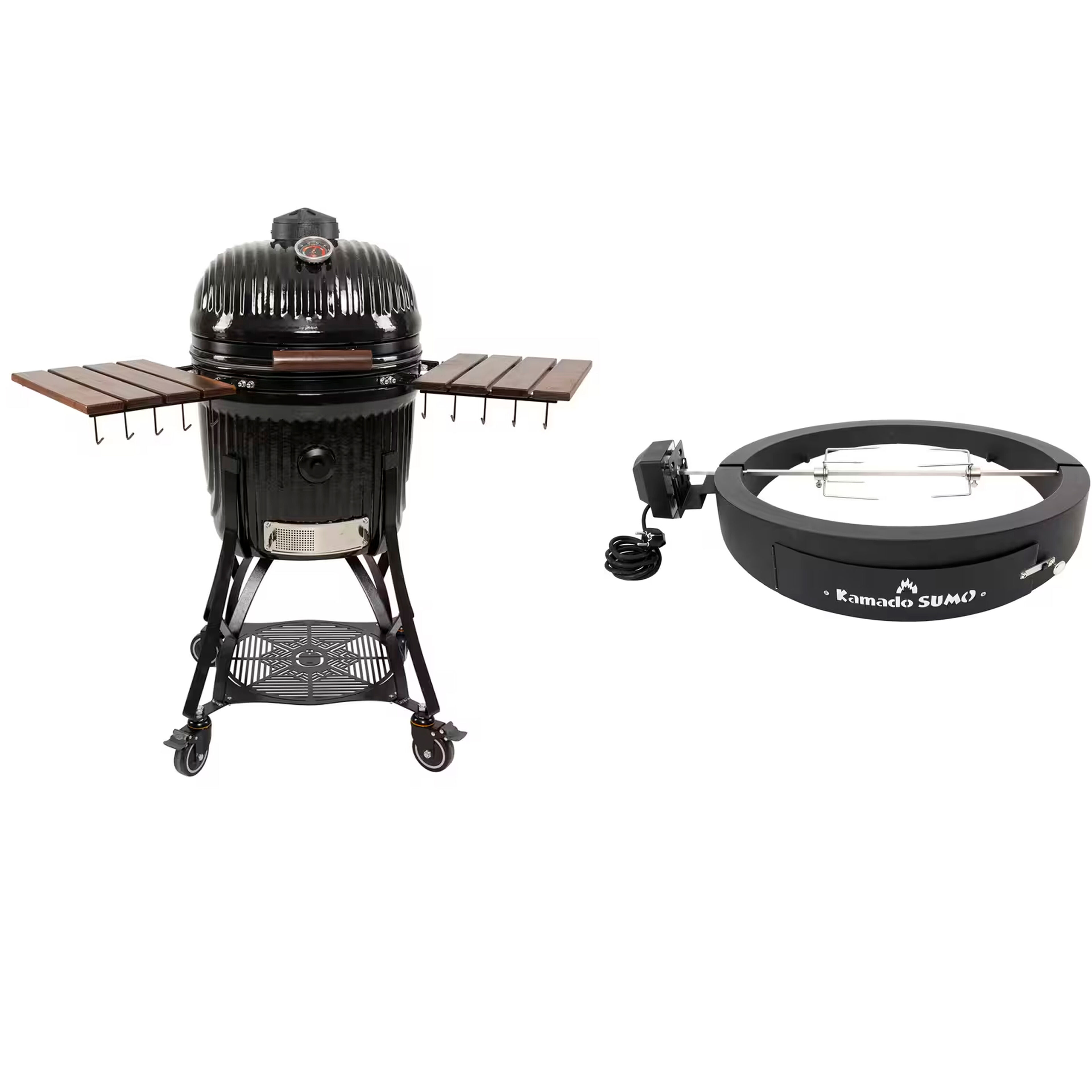 Icon Kamadogrill large med rotisseri- og pizzapakke, sort