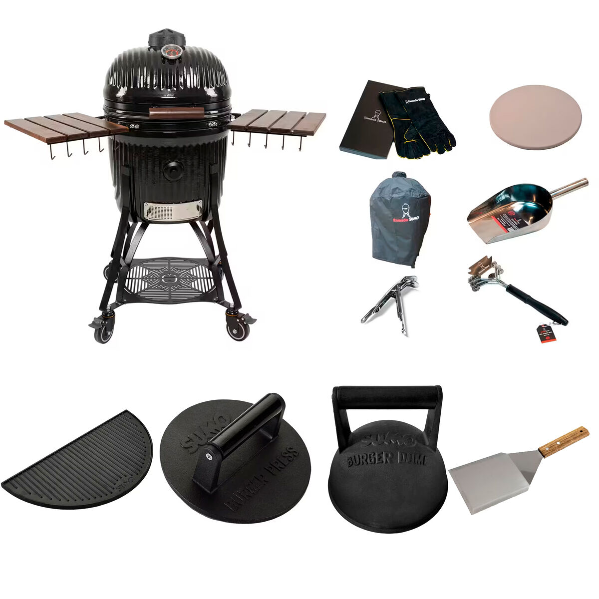 Icon kamadogrill large med smashpakke, sort