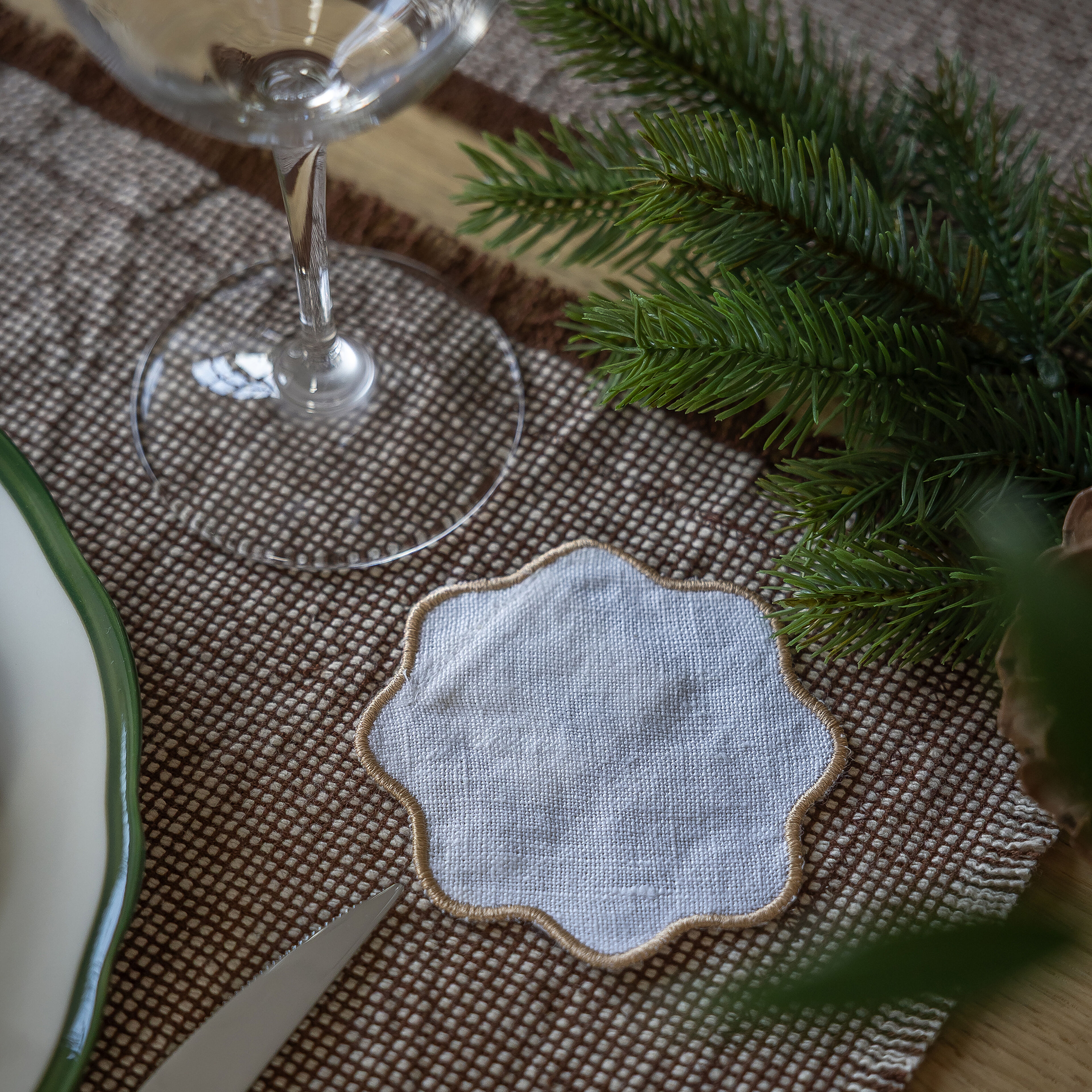 Decotique La Tavola glasunderlägg 4-pack, vit/beige