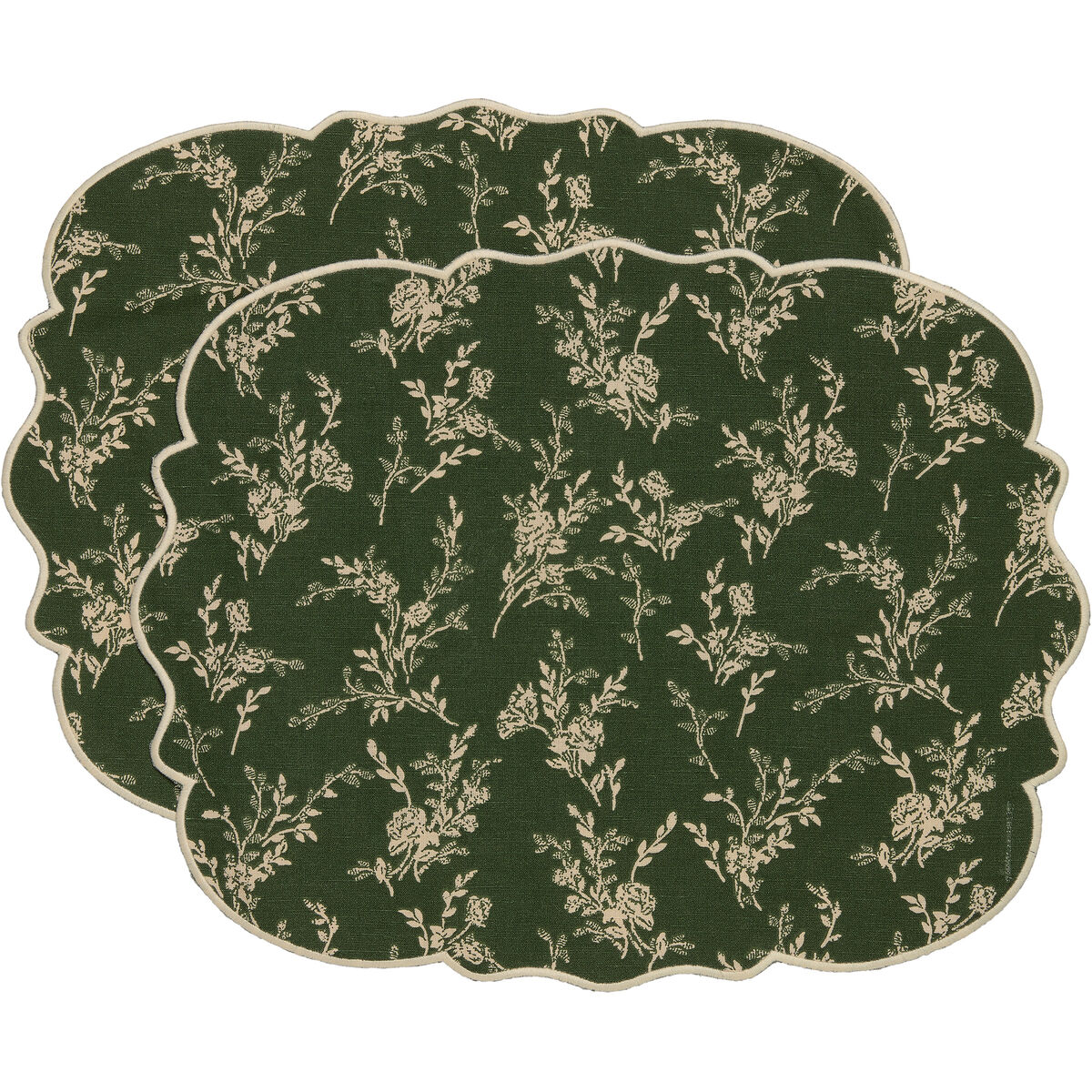 Decotique Gia bordbrik med blomster 35 x 45 cm, 2-pak, grøn