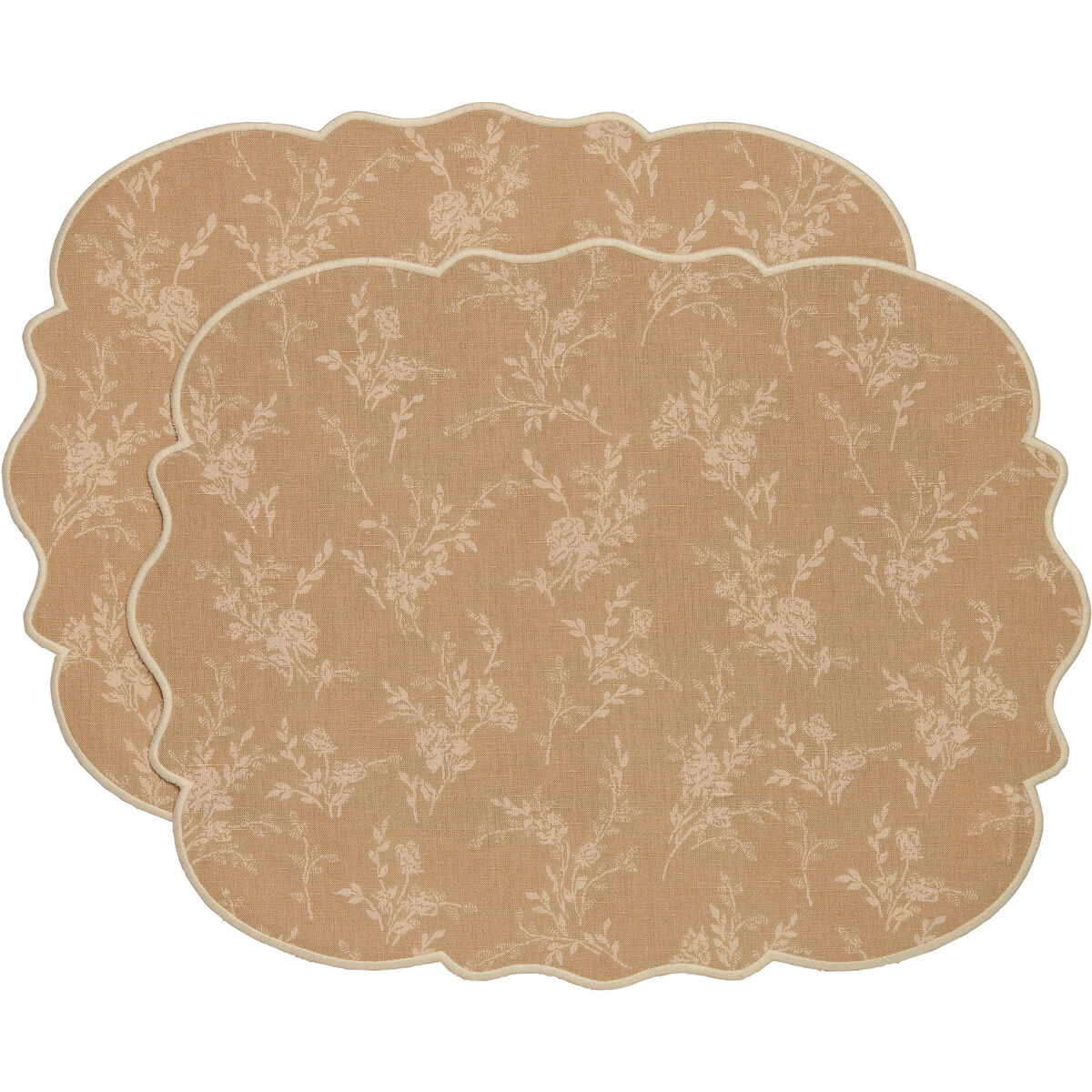Decotique Gia dækkeserviet, blomst, 35 x 45 cm, 2-pak – beige