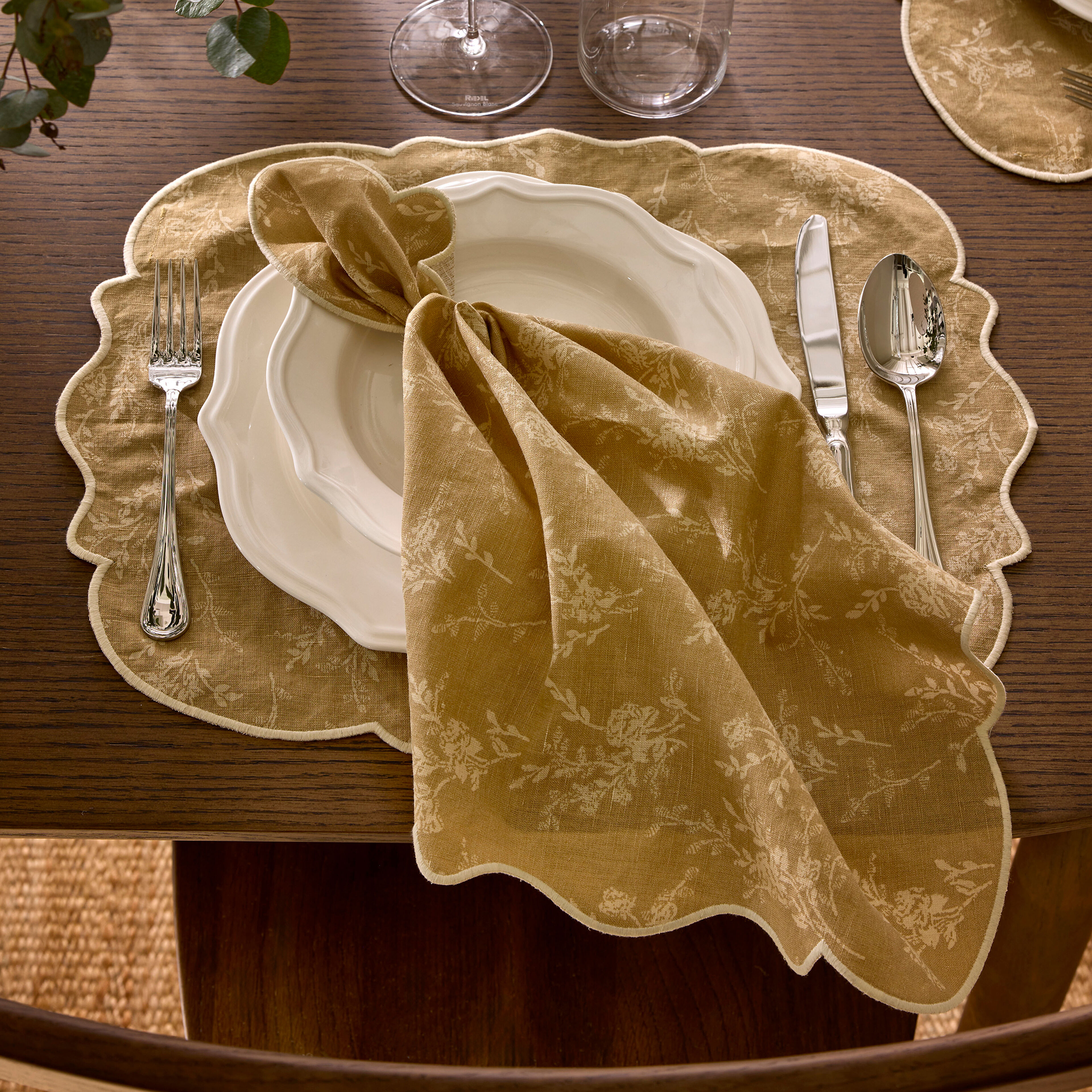 Decotique Gia serviett blomst 45 x 45 cm 2-pakning, beige