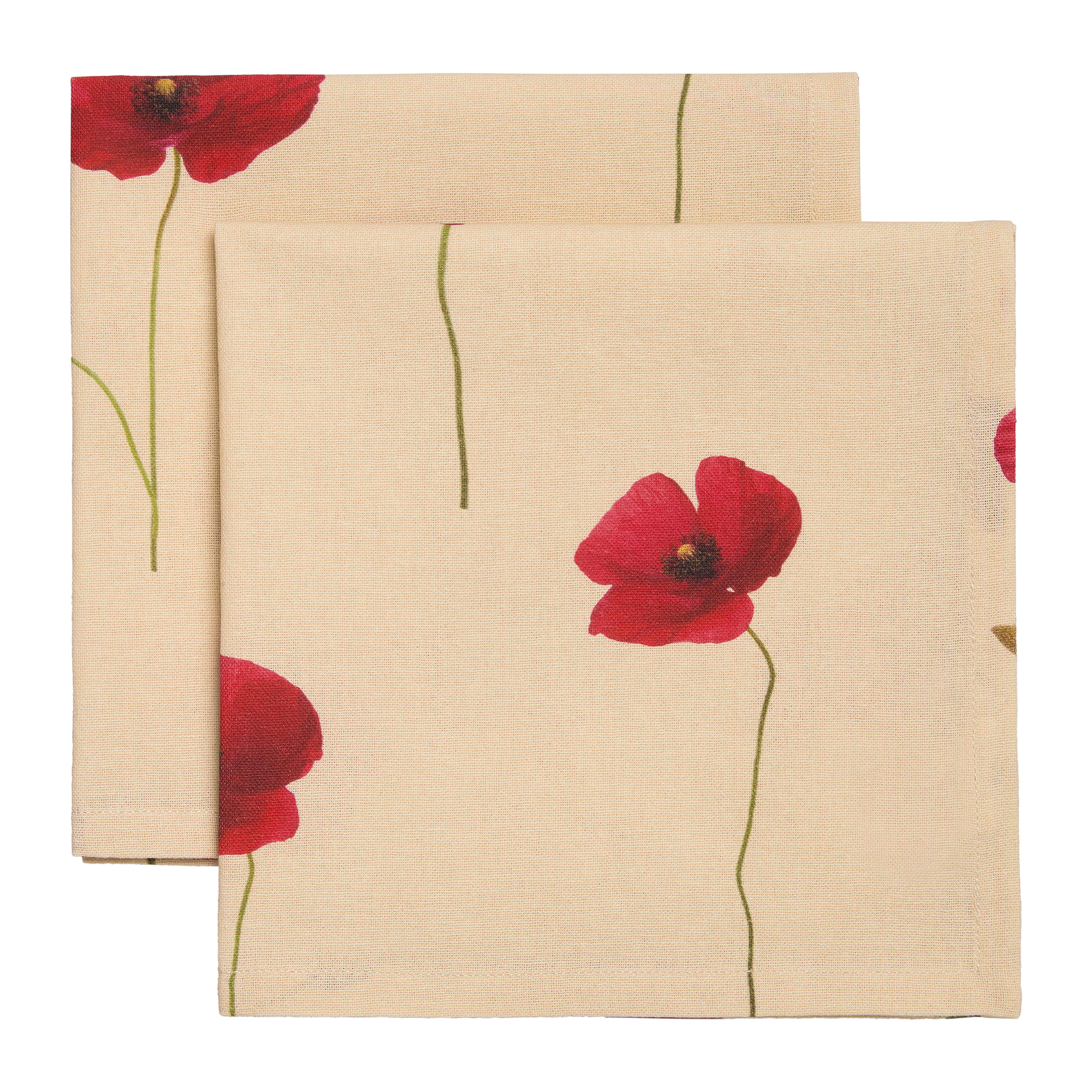 Decotique Vallmo servietter 45 x 45 cm, 2-pak – beige/rød