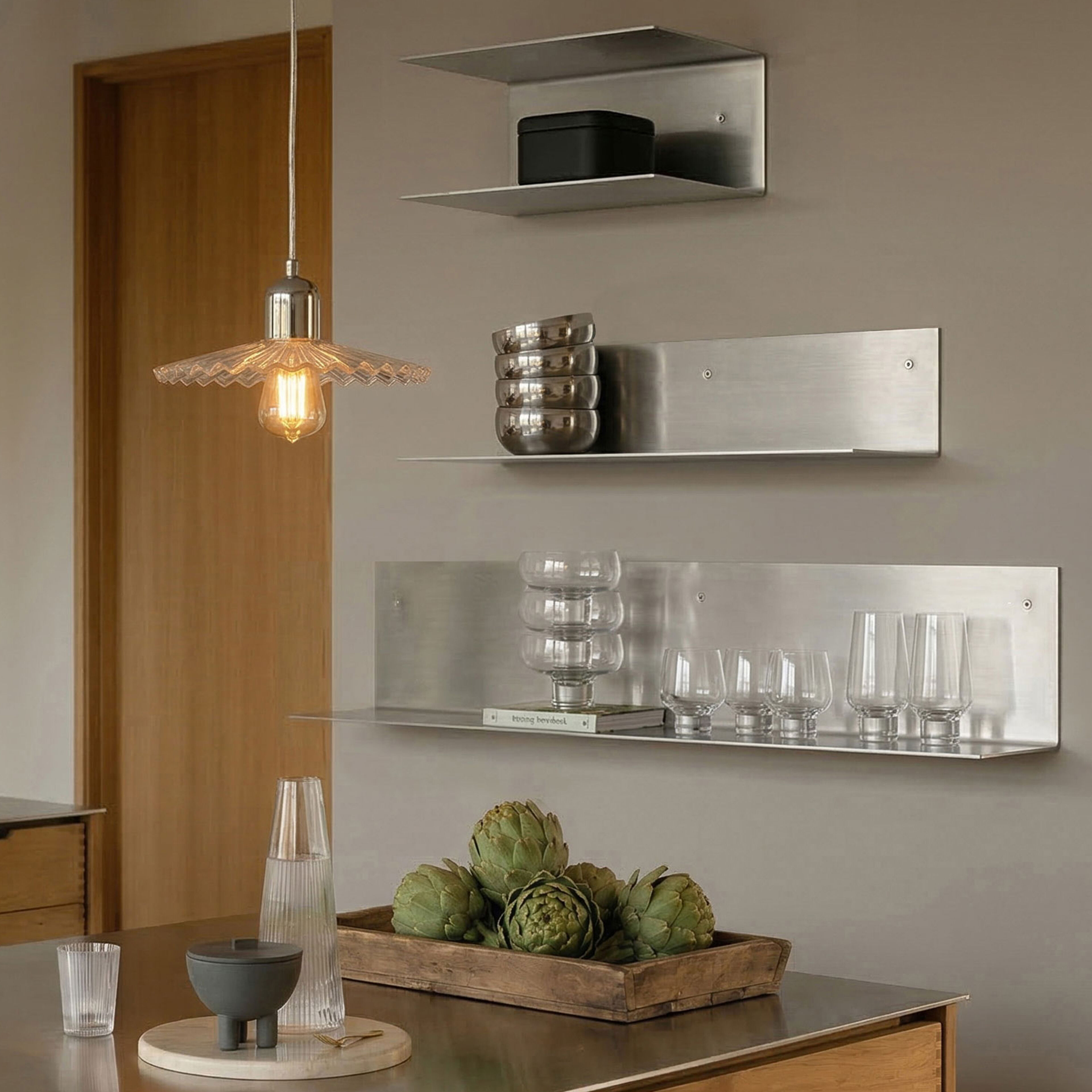 Decotique Studio-hylde, 48 cm, rustfrit stål