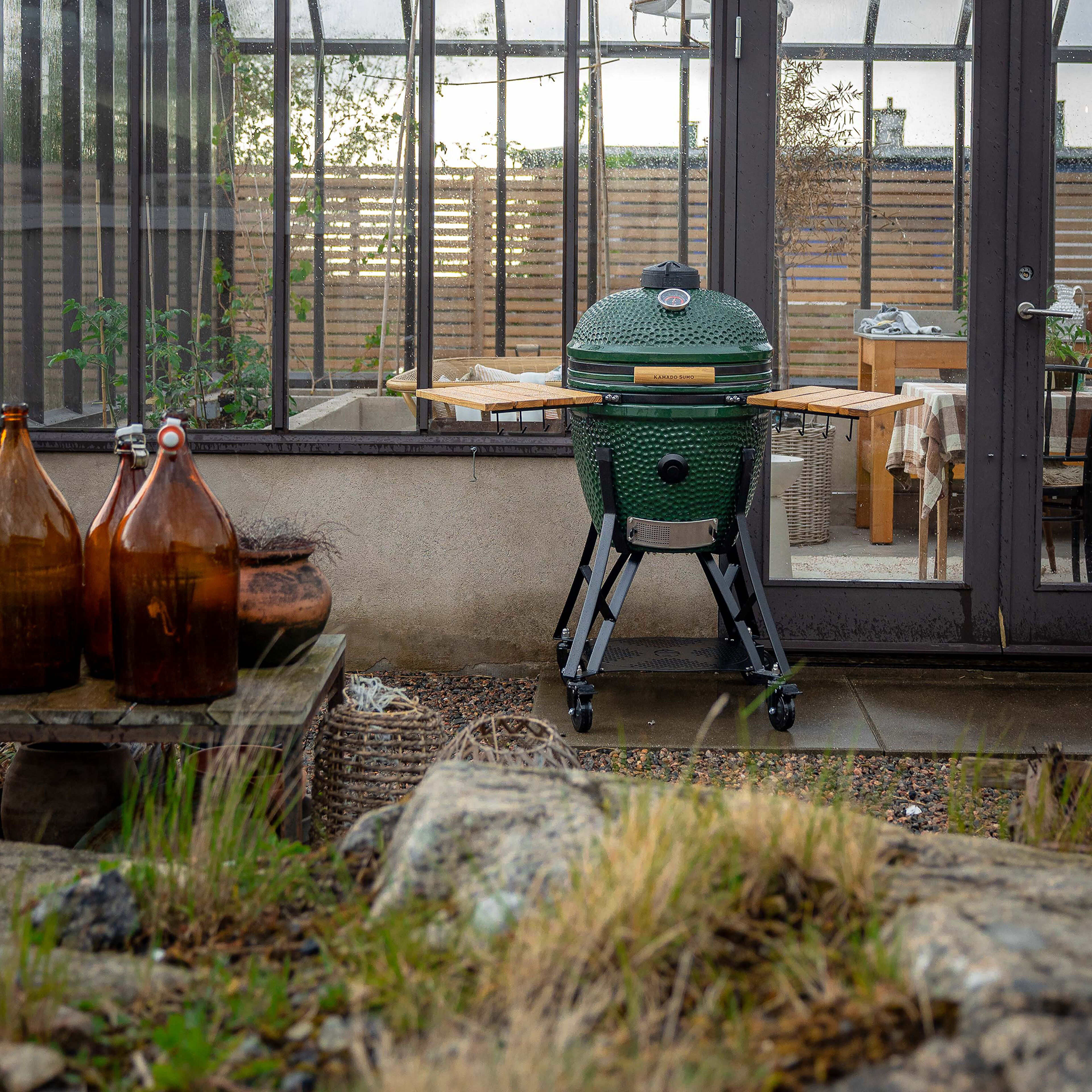 Kamado Sumo Large Gen 2 kamadogrill med Grillmesterens rotisseri, grønn