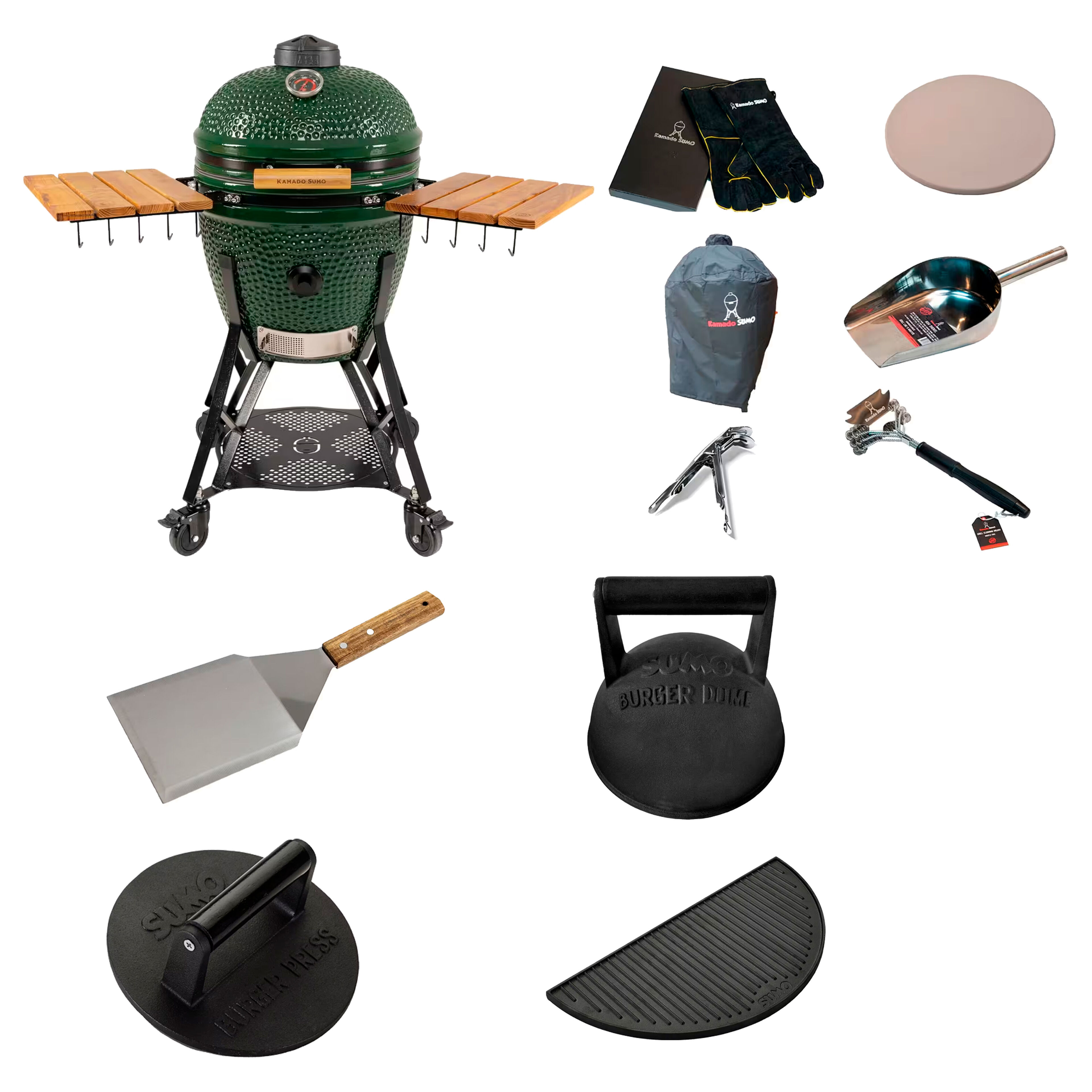 Kamado Sumo Gen 2 Large kamadogrill med smashpaket, grön
