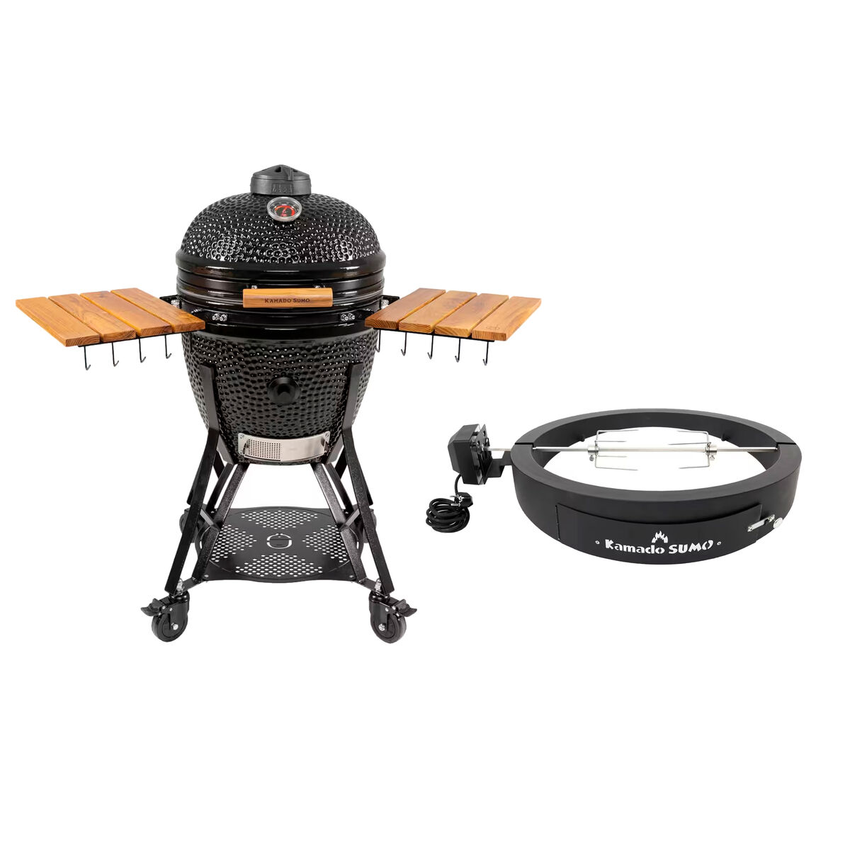 Kamado Sumo Large Gen 2 kamadogrill med Grillmästarens rotisserie, svart