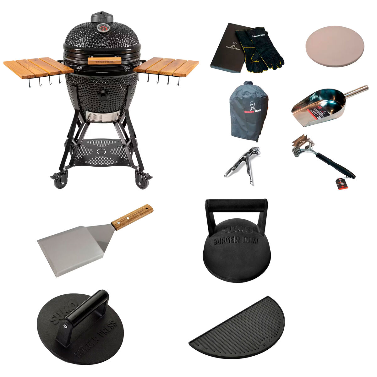 Kamado Sumo Gen 2 Large kamadogrill med smashpaket, svart