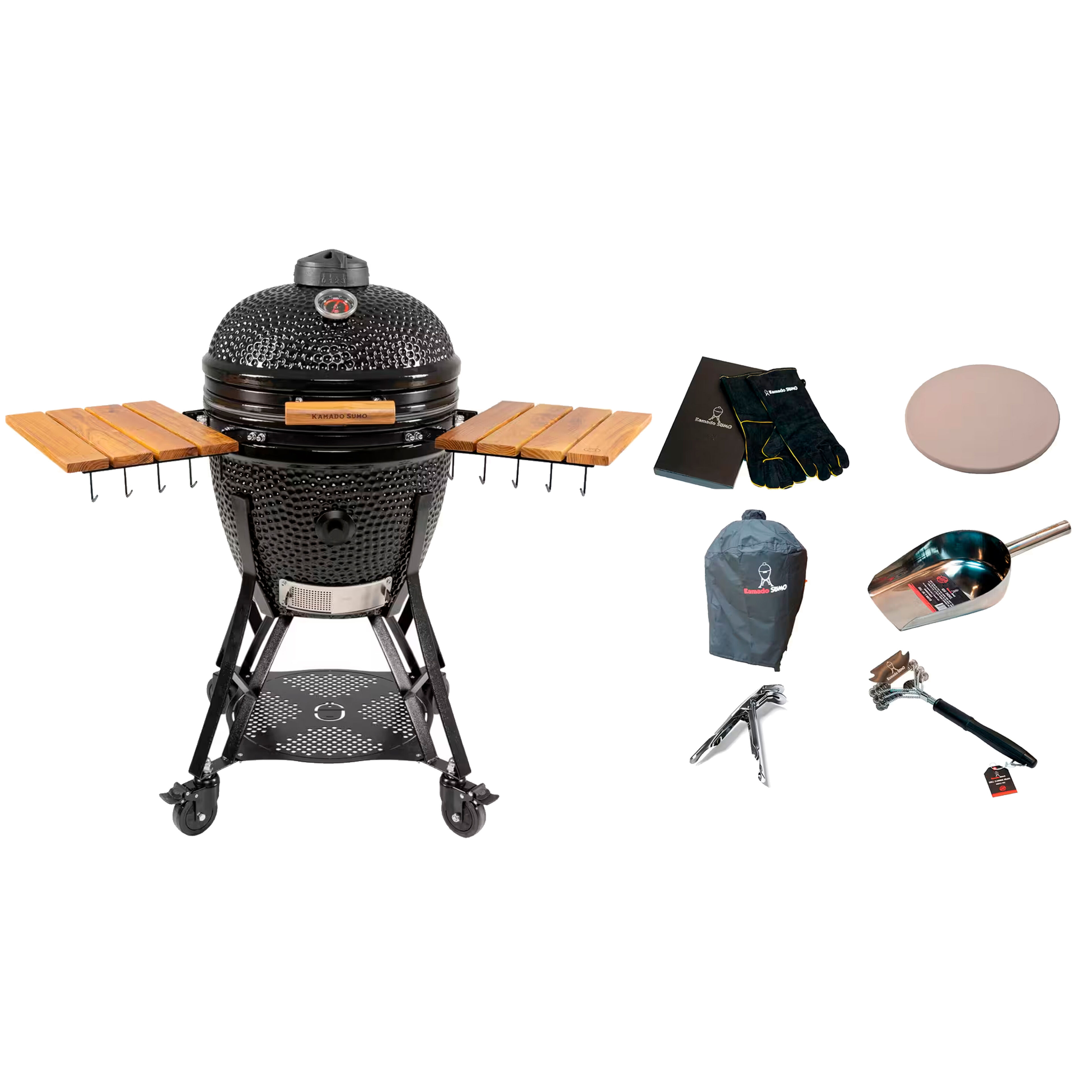 Kamado Sumo Large Gen 2 kamadogrill med tillbehörspaket, svart
