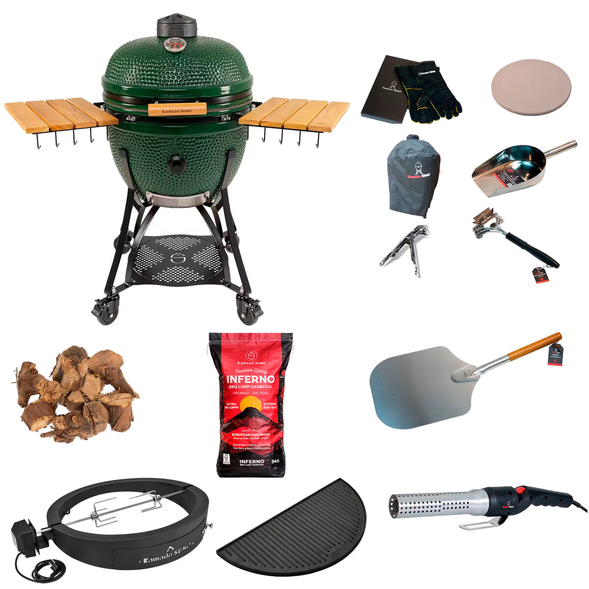 Kamado Sumo Classic Maxi Gen 2 kamadogrill med deluxe-paket, grön