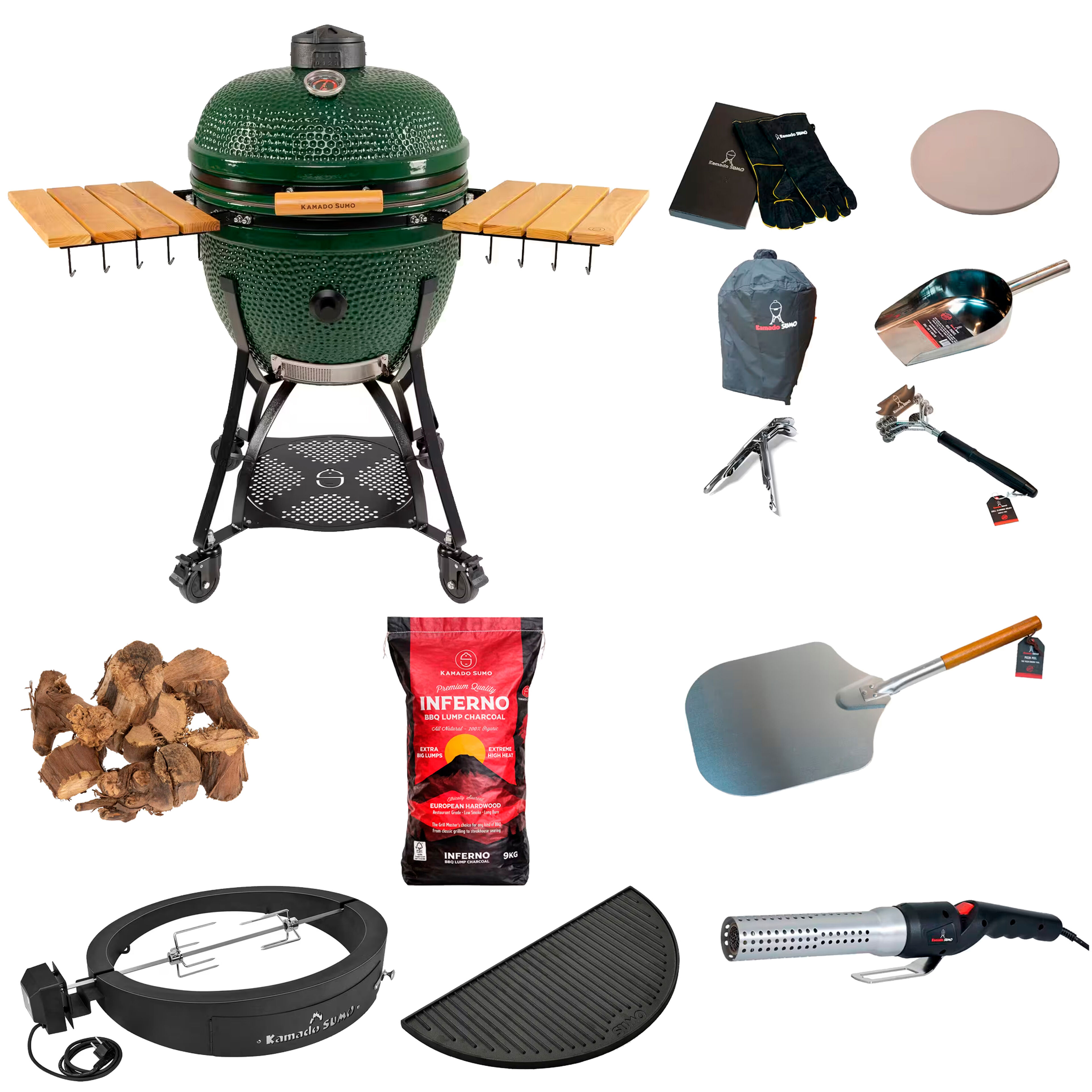 Kamado Sumo Classic Maxi Gen 2 kamadogrill med deluxe-paket, grön