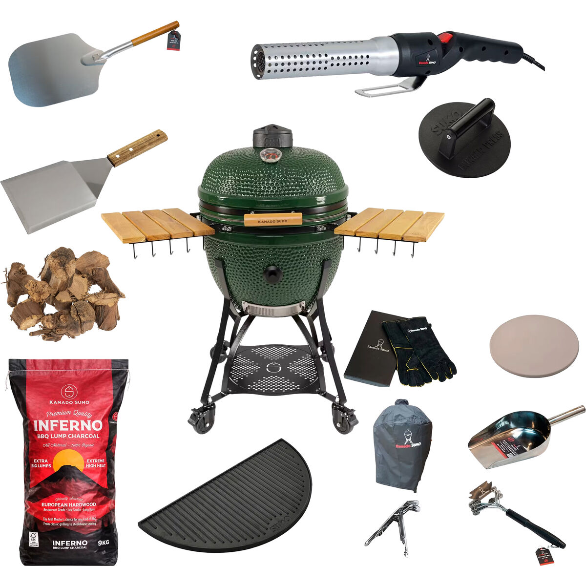 Kamado SUMO Maxi Gen 2 – kamado-grill med stor grillpakke, grøn