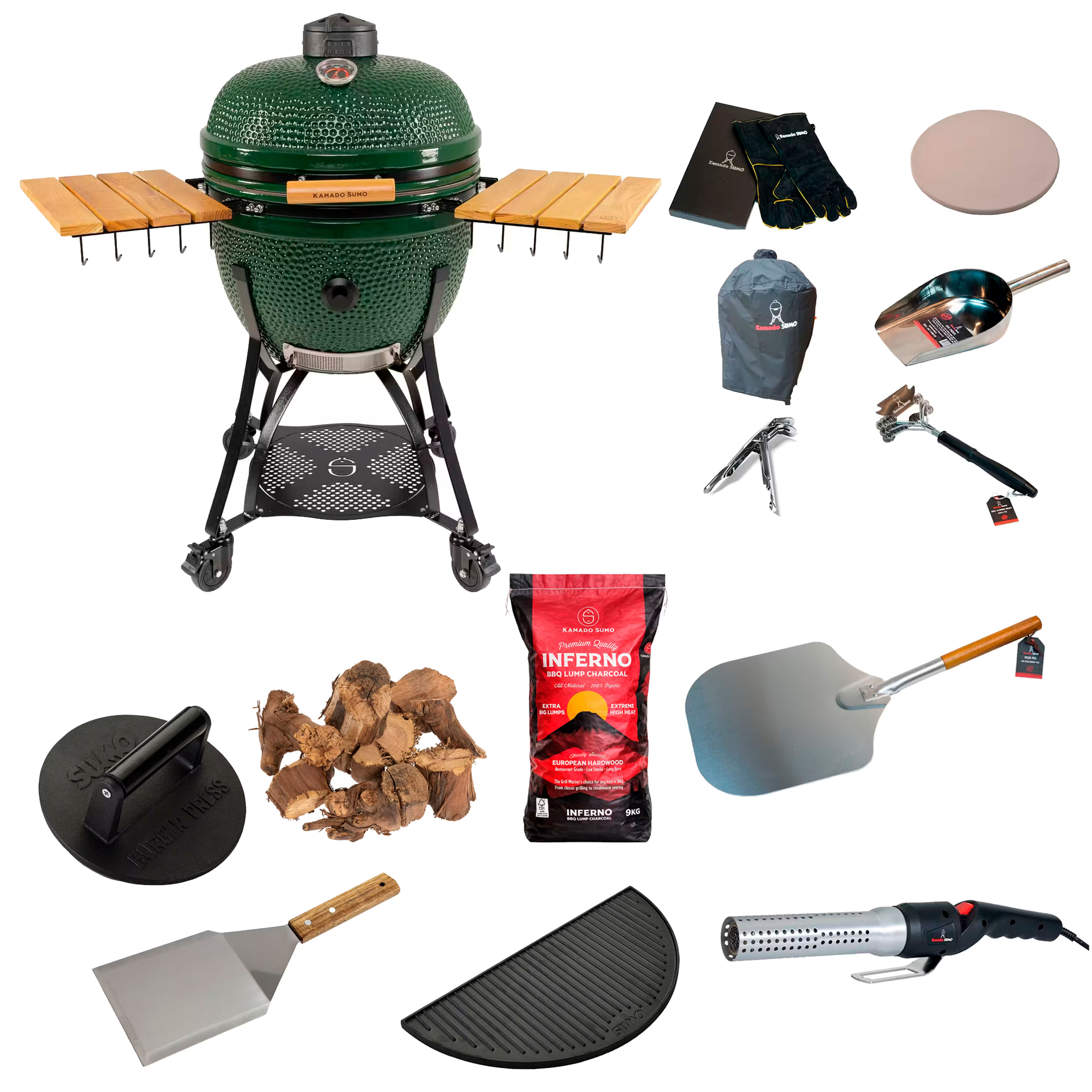 Kamado SUMO Maxi Gen 2 – kamado-grill med stor grillpakke, grøn