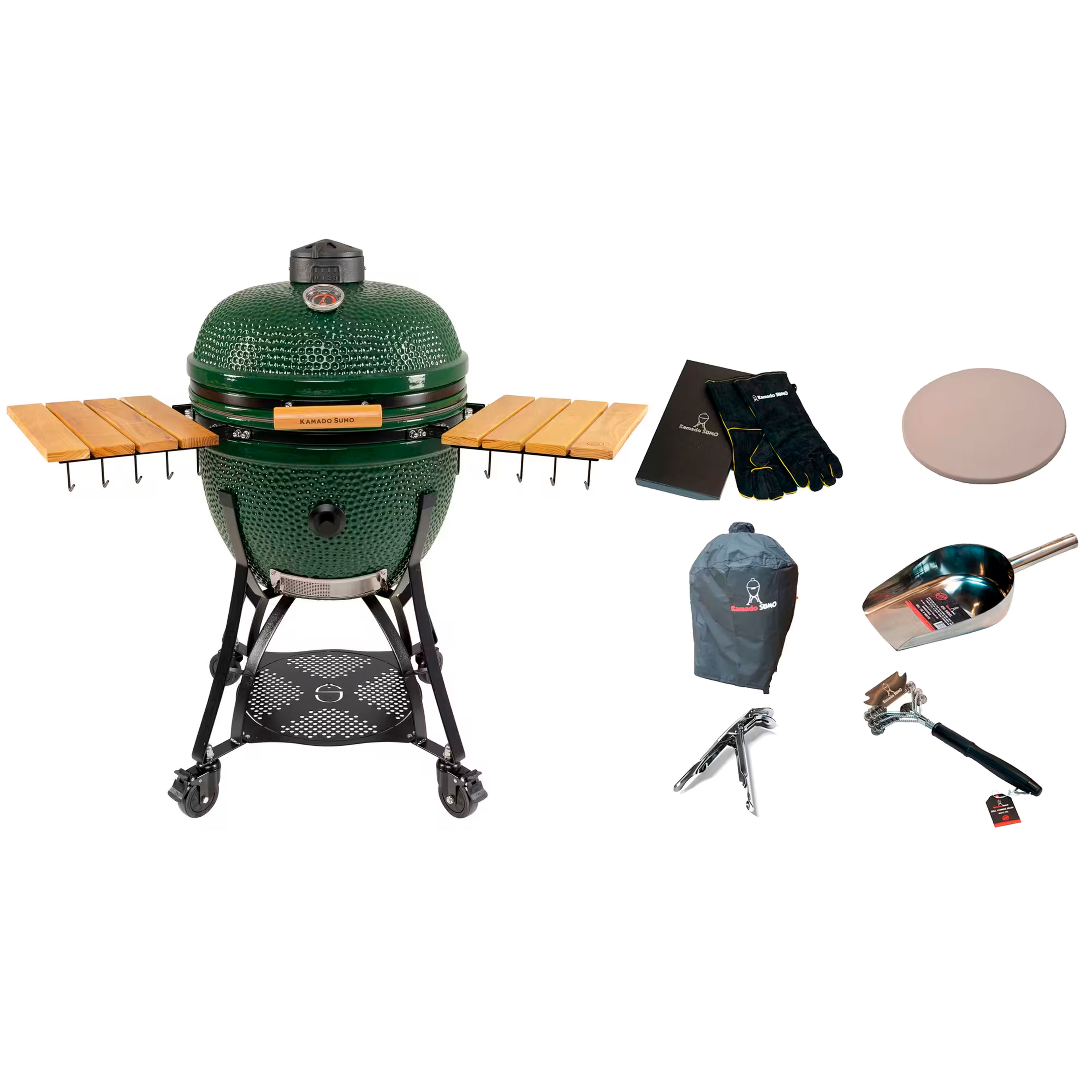 Kamado Sumo Maxi Gen 2 -kamadogrilli varustepaketilla, vihreä