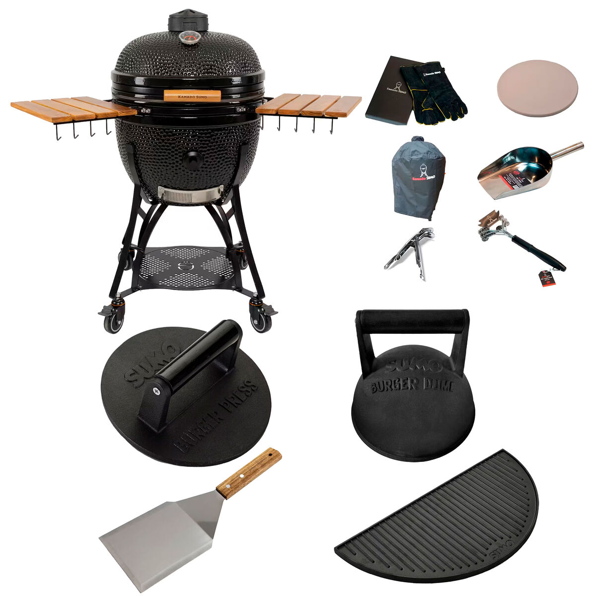 Kamado Sumo Maxi Gen 2 -kamadogrilli Smash-paketilla, musta