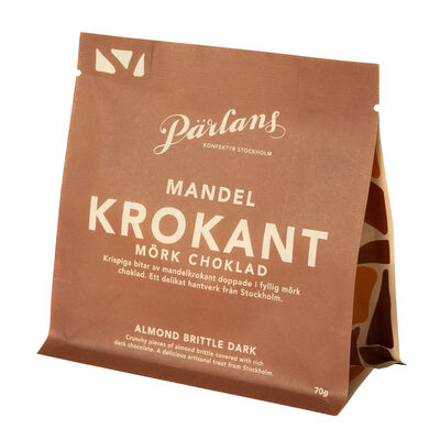 Pärlans Mörk choklad 70 g, krokant med mandlar