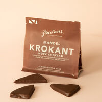 Mørk chokolade 70 g, krokant med mandler
