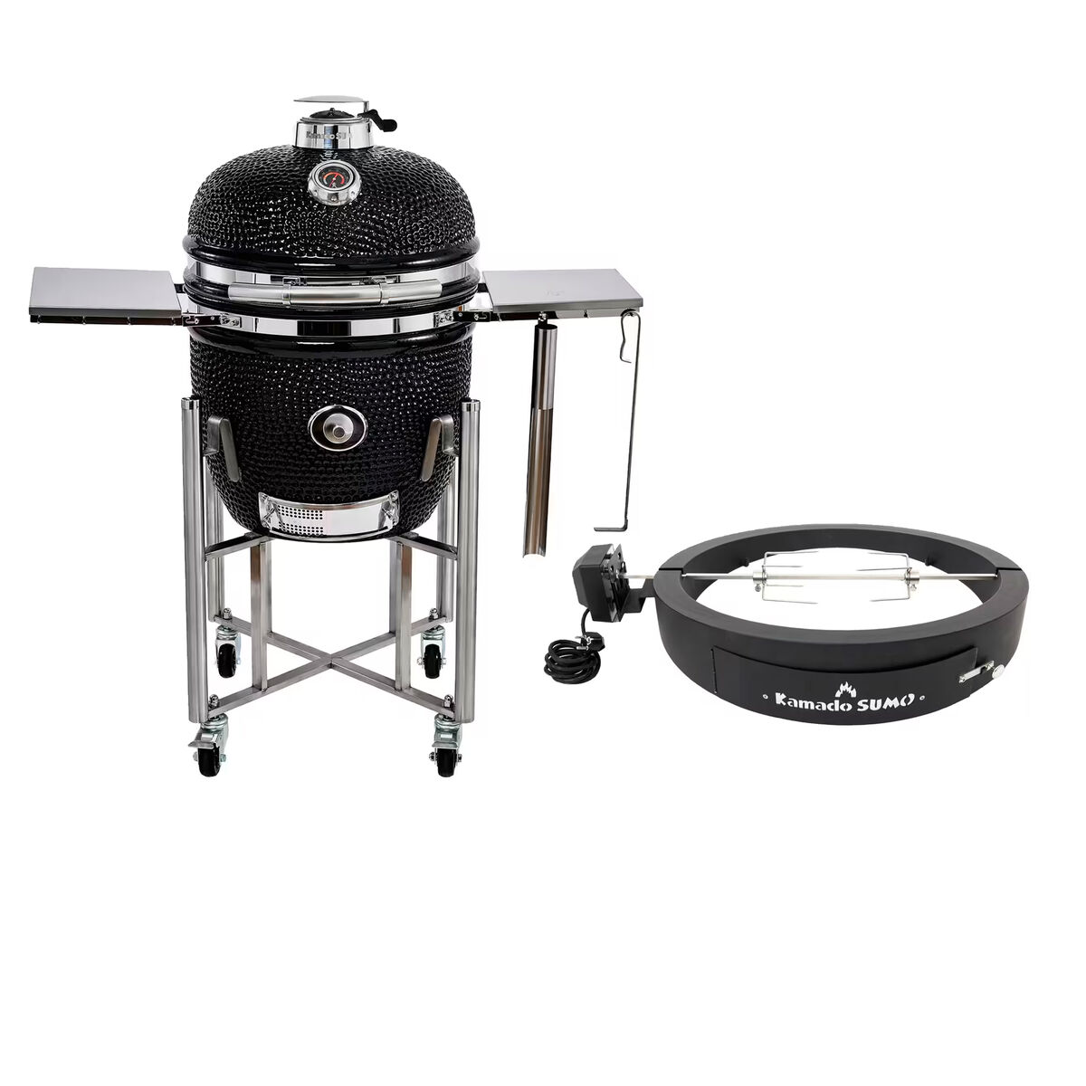 Kamado Sumo Signature Midi — kullgrill med Grillmaster Rotisserie og pizzaovn